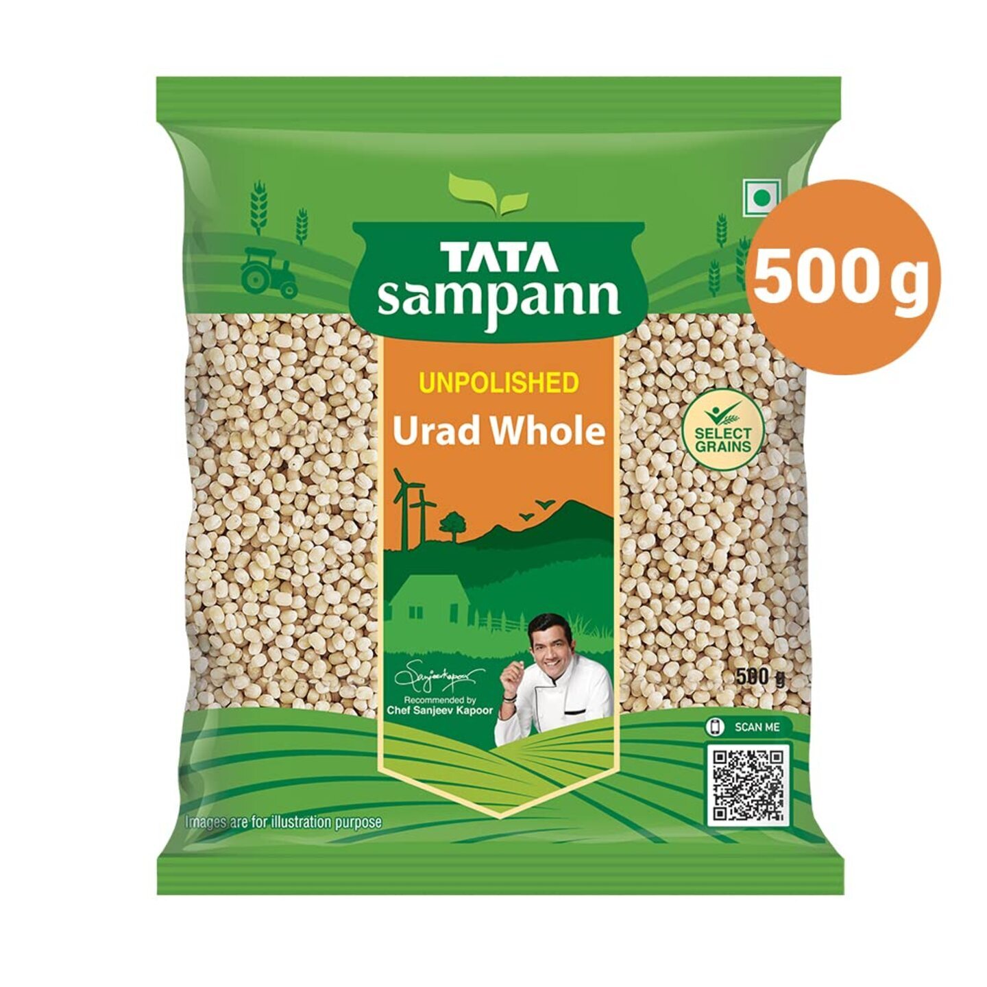 Tata Sampann Unpolished Urad Whole Dal, 500g