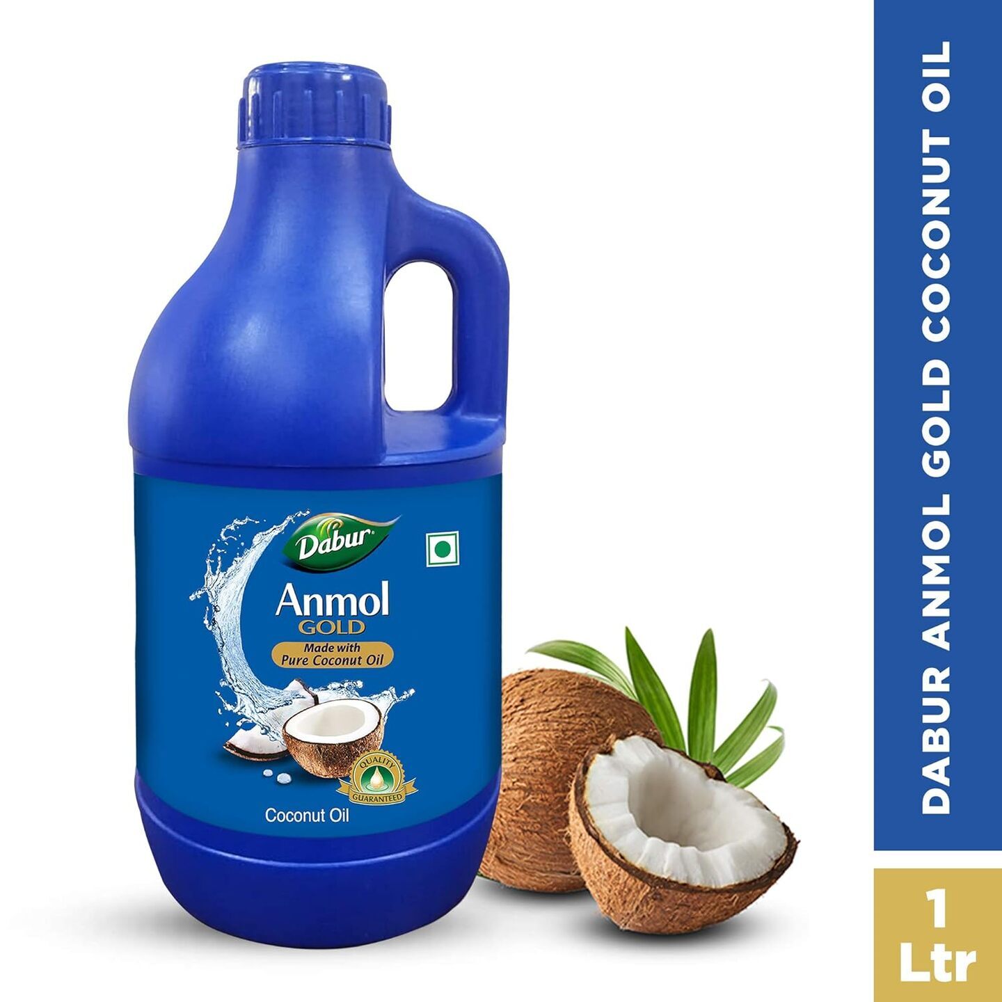 Dabur Anmol Gold 100 % Pure Coconut Oil - 1L | Natural | Nariyal Tel | Handpicked Sundried Coconuts | Multipurpose Oil