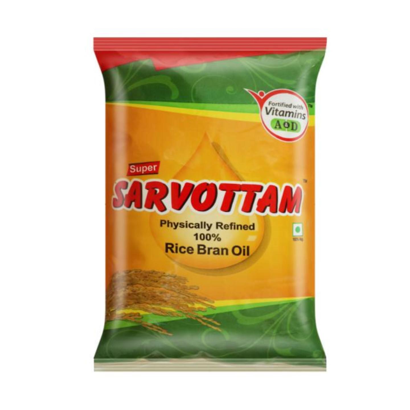 Super Sarvottam Physically Refined 100 Rice Bran Oil 1 L