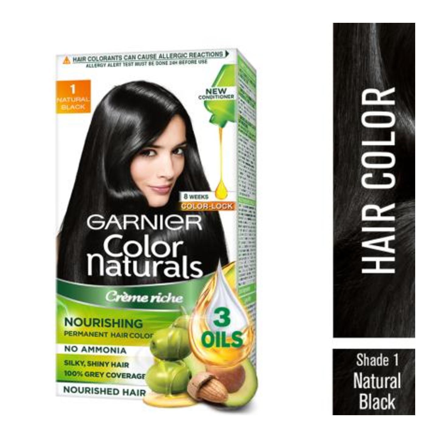 Garnier Color Naturals Creme Riche Ammonia Free Hair Color, Natural Black 1 70 ml + 60 g