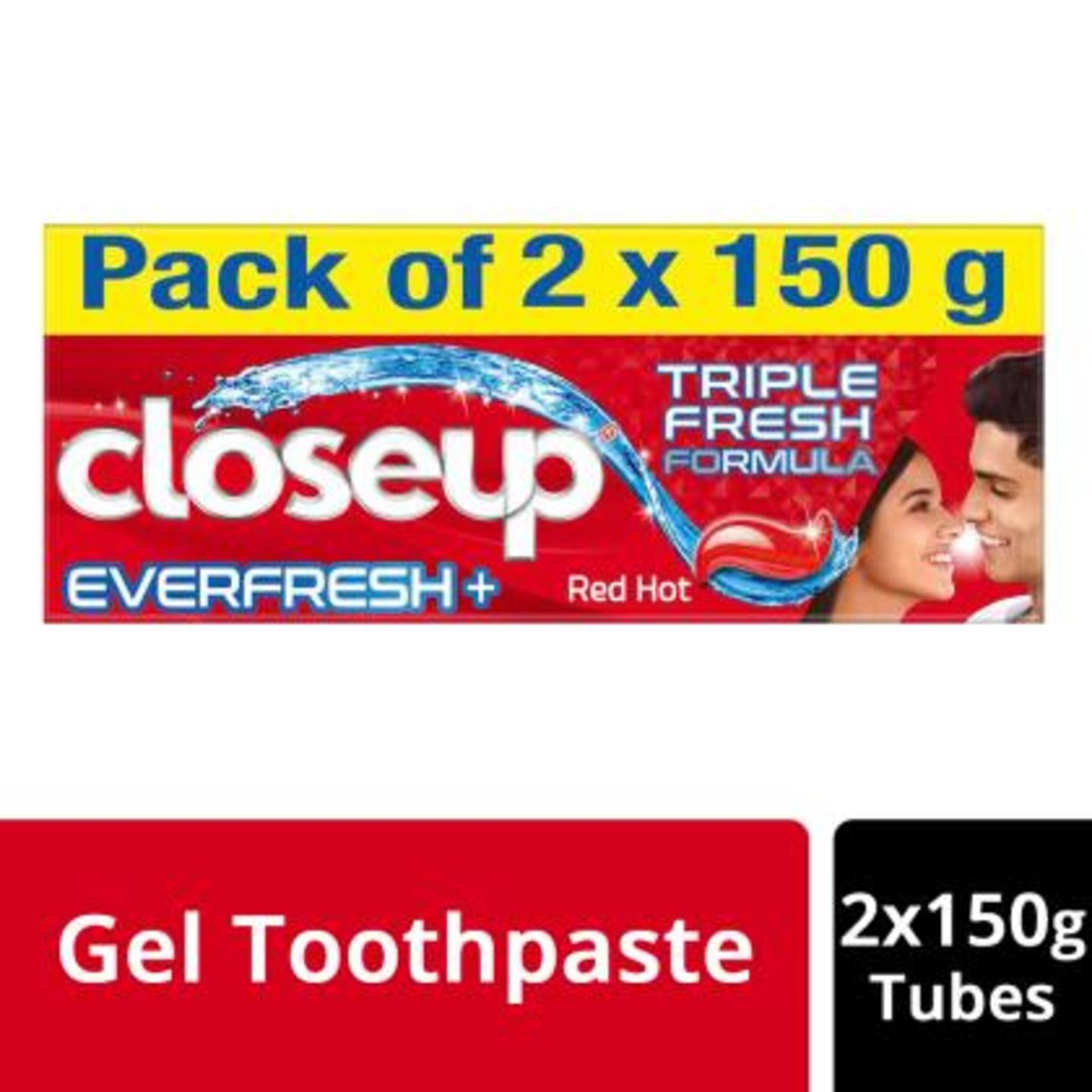 Closeup Everfresh+ Anti-Germ Red Hot Gel Toothpaste 150 g Pack of 2