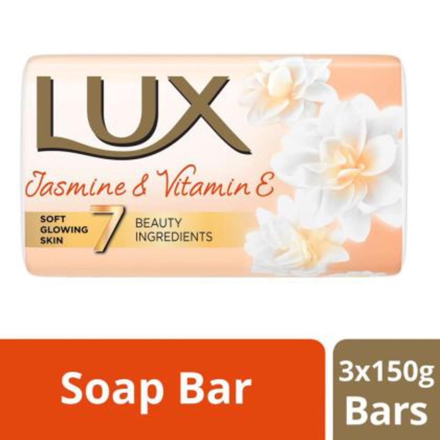 Lux Jasmine & Vitamin E Soft Glowing Skin Soap Bar 150 g Pack of 3