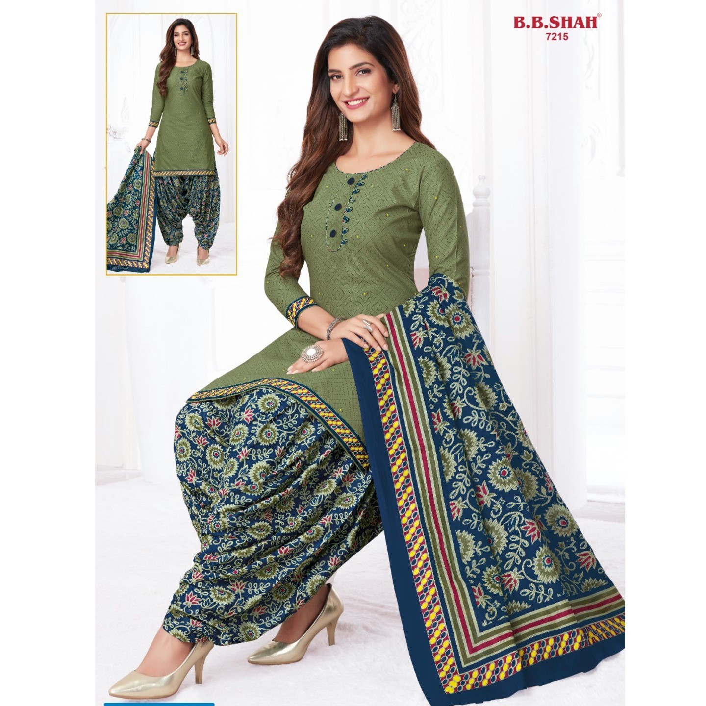 BB Shah Cotton Printed Dress Material 7215