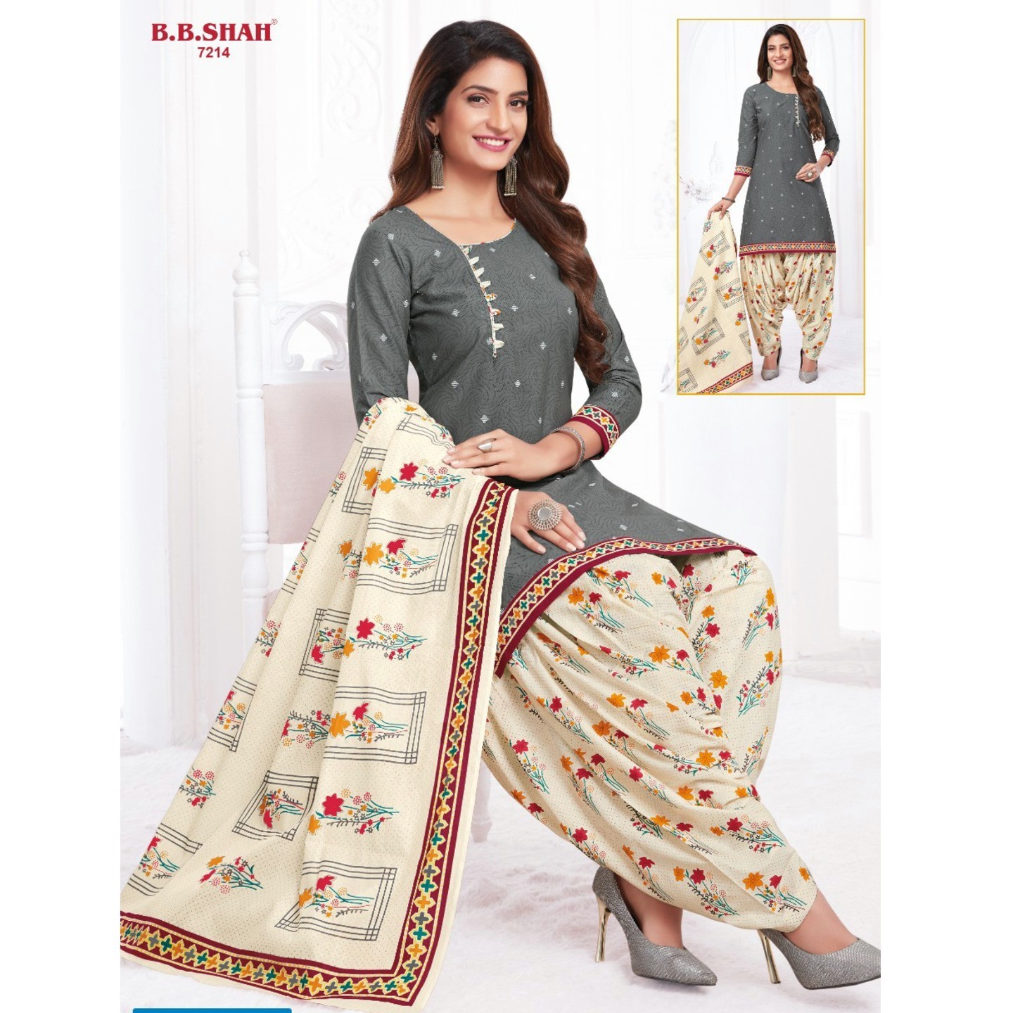 BB Shah Cotton Printed Dress Material 7214