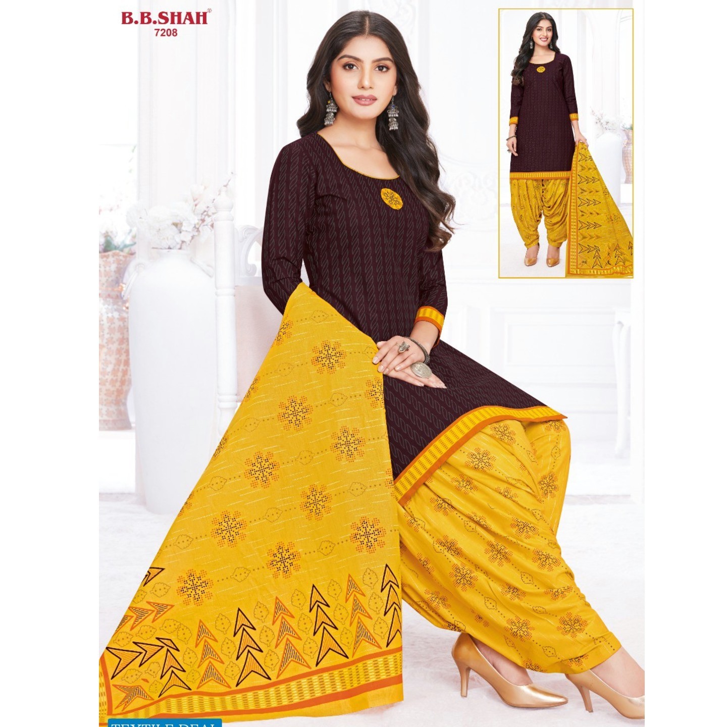 BB Shah Cotton Printed Dress Material 7208