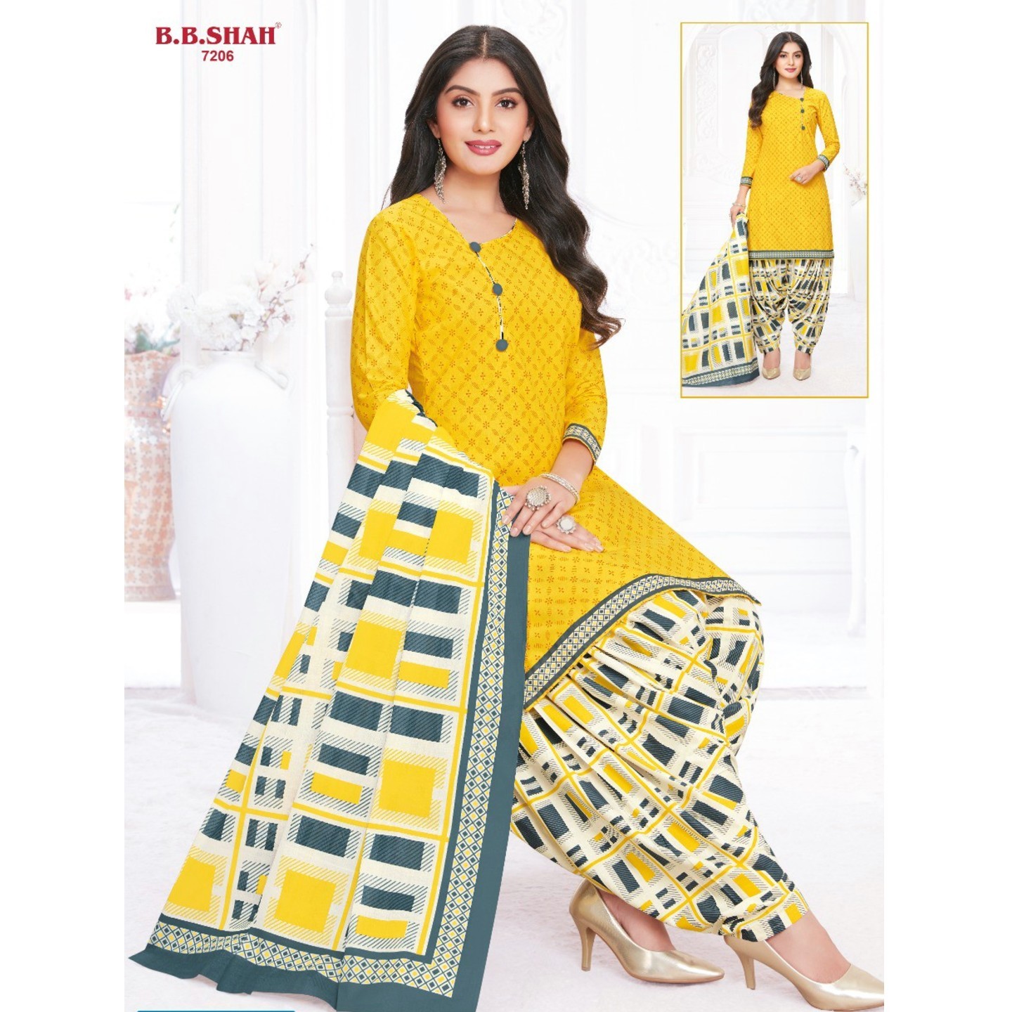 BB Shah Cotton Printed Dress Material 7206