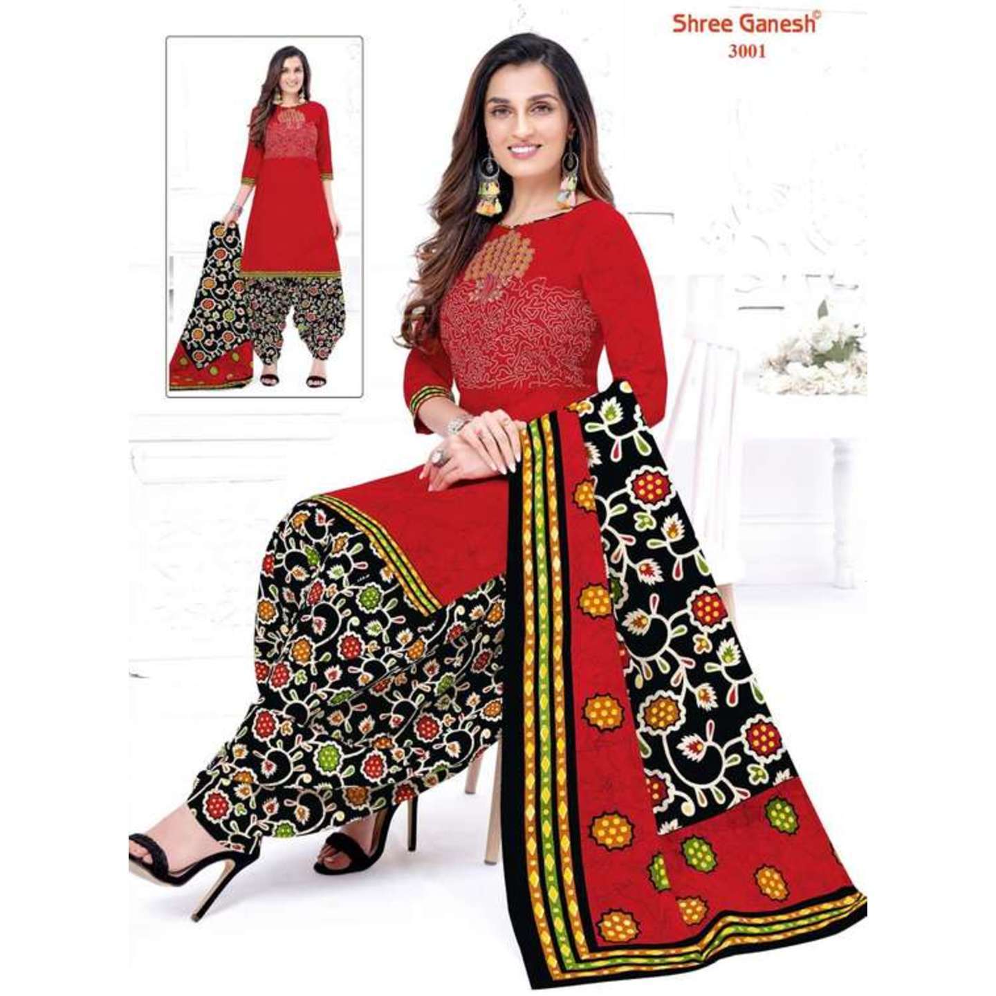 Shree Ganesh Cotton Printed Dress Material 3001