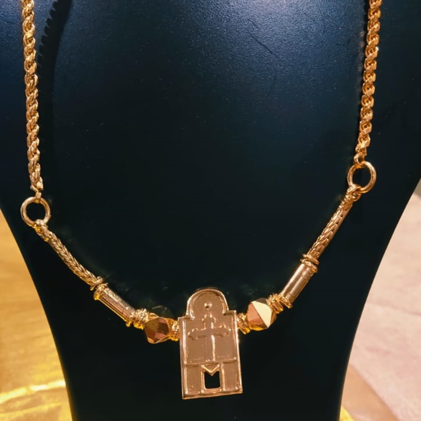 1 Gm Gold Plated Christian thali with 30 inch chain