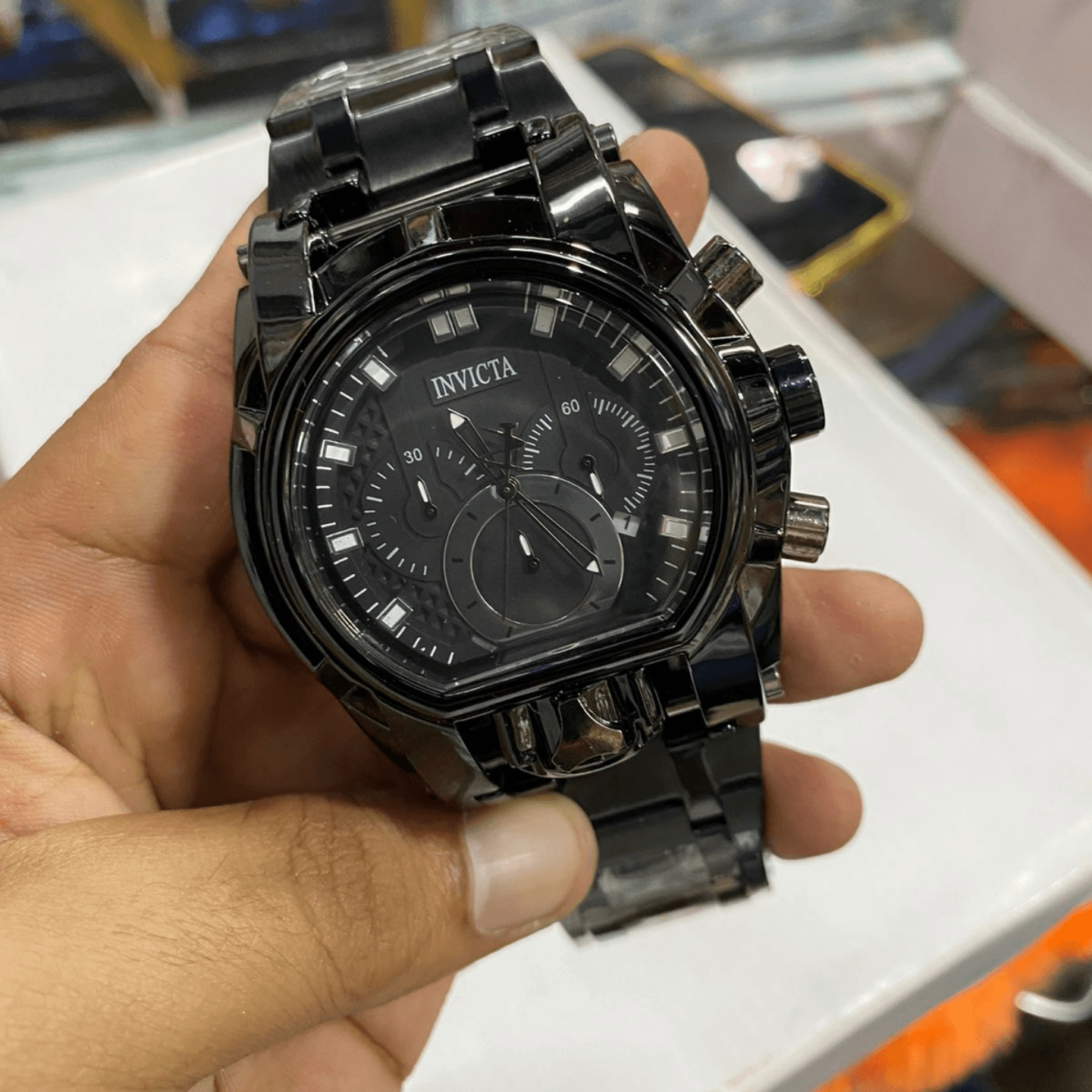 Mens Invicta with Black Belt wih Black Dial Watch Gift for Wedding , Engagement,anniversary, valentine's day, mother's day for sister, wife,friend,mother, baby shower