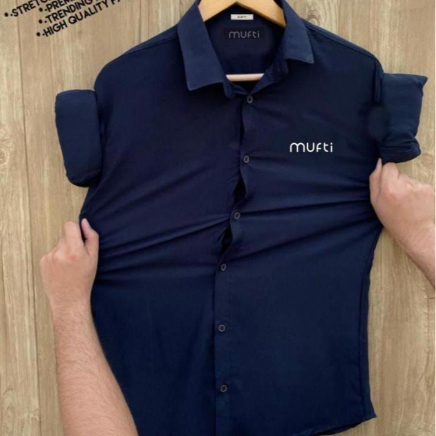 Mufti Mens Navy Blue Lycra Shirt Shop Online | Yahweh Nissi Best Buy