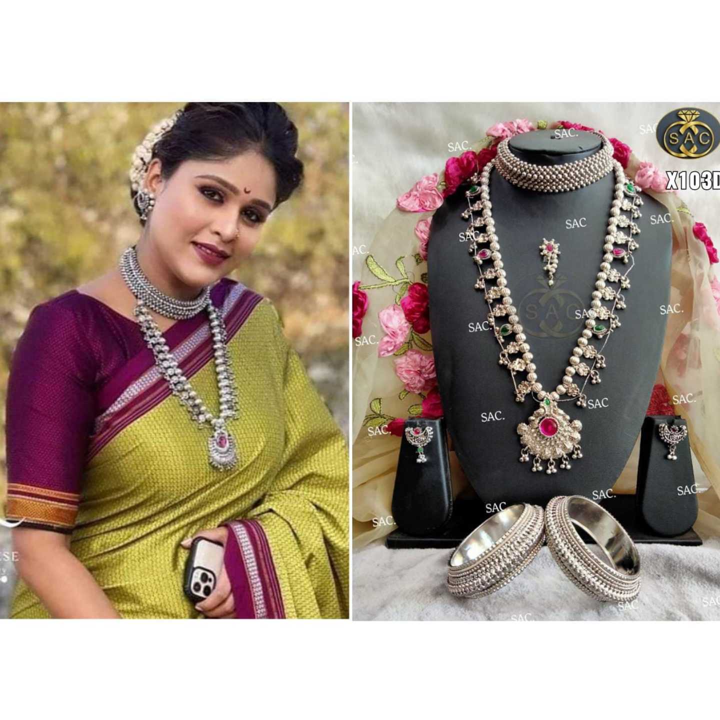 *Silver Oxidised Combo Set - length 30 inch* 