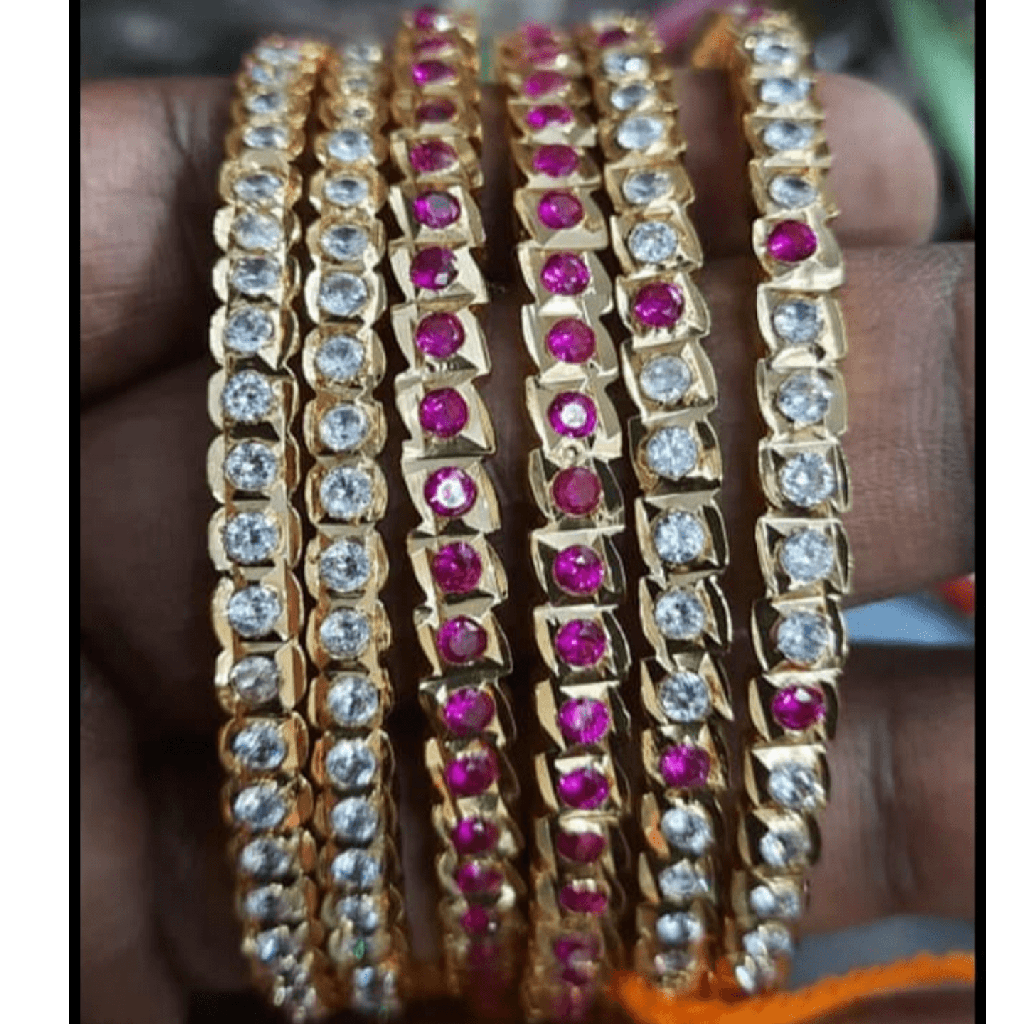 White OR Ruby Red Impone Gold Plated Bangles