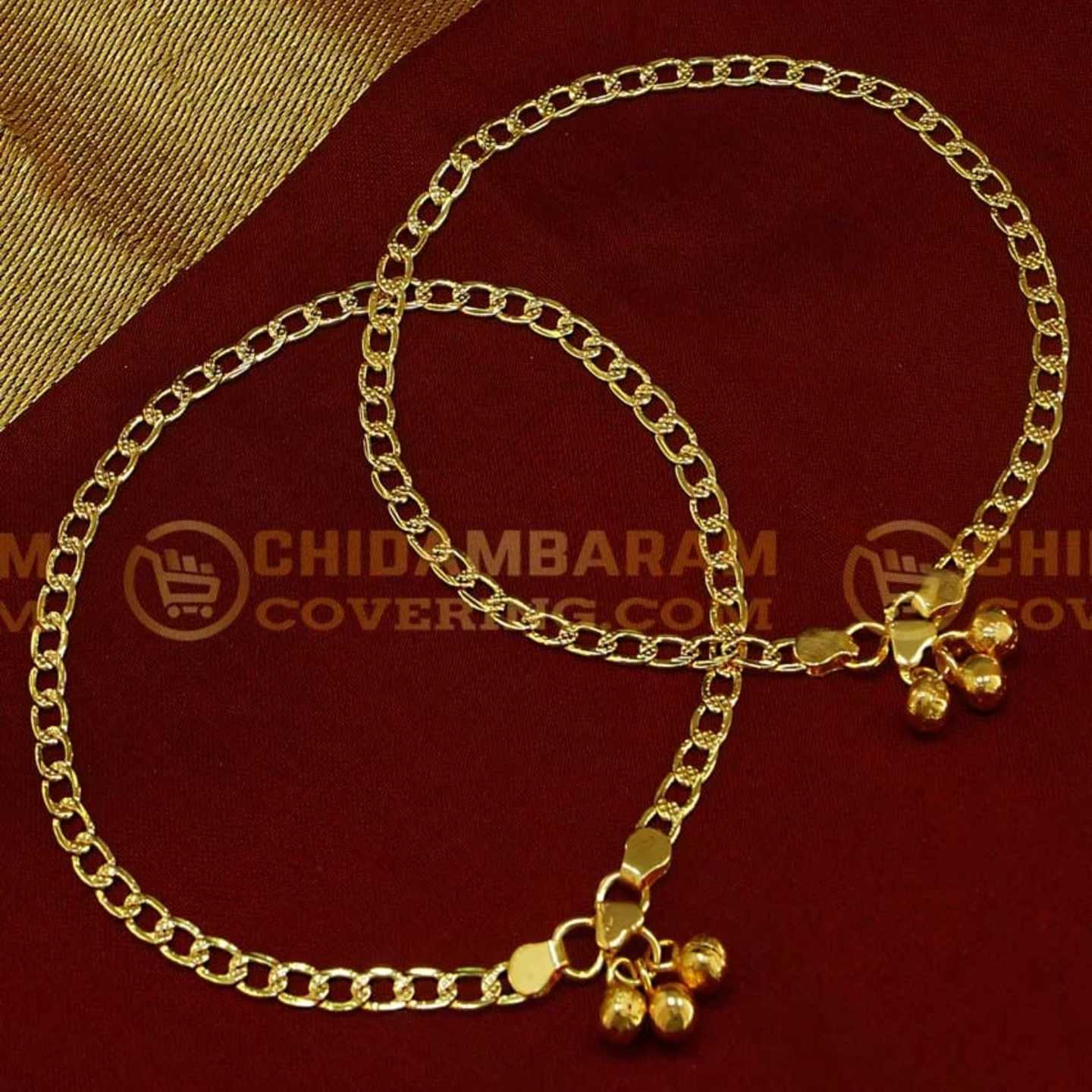 1 Gm Gold Plated One Gram Gold Plated Thick Gold Chain Anklet 