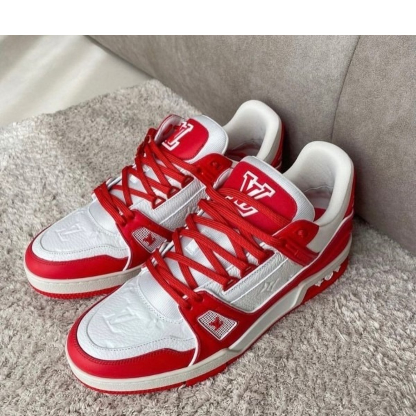 Louis_Vuitton trainer monogram RED LEATHER SHINE MENS SHOES