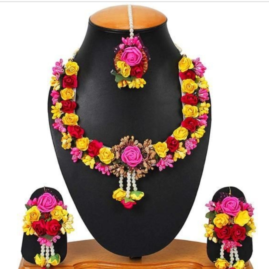 Bridal Haldi Function Floral Jewellery Set