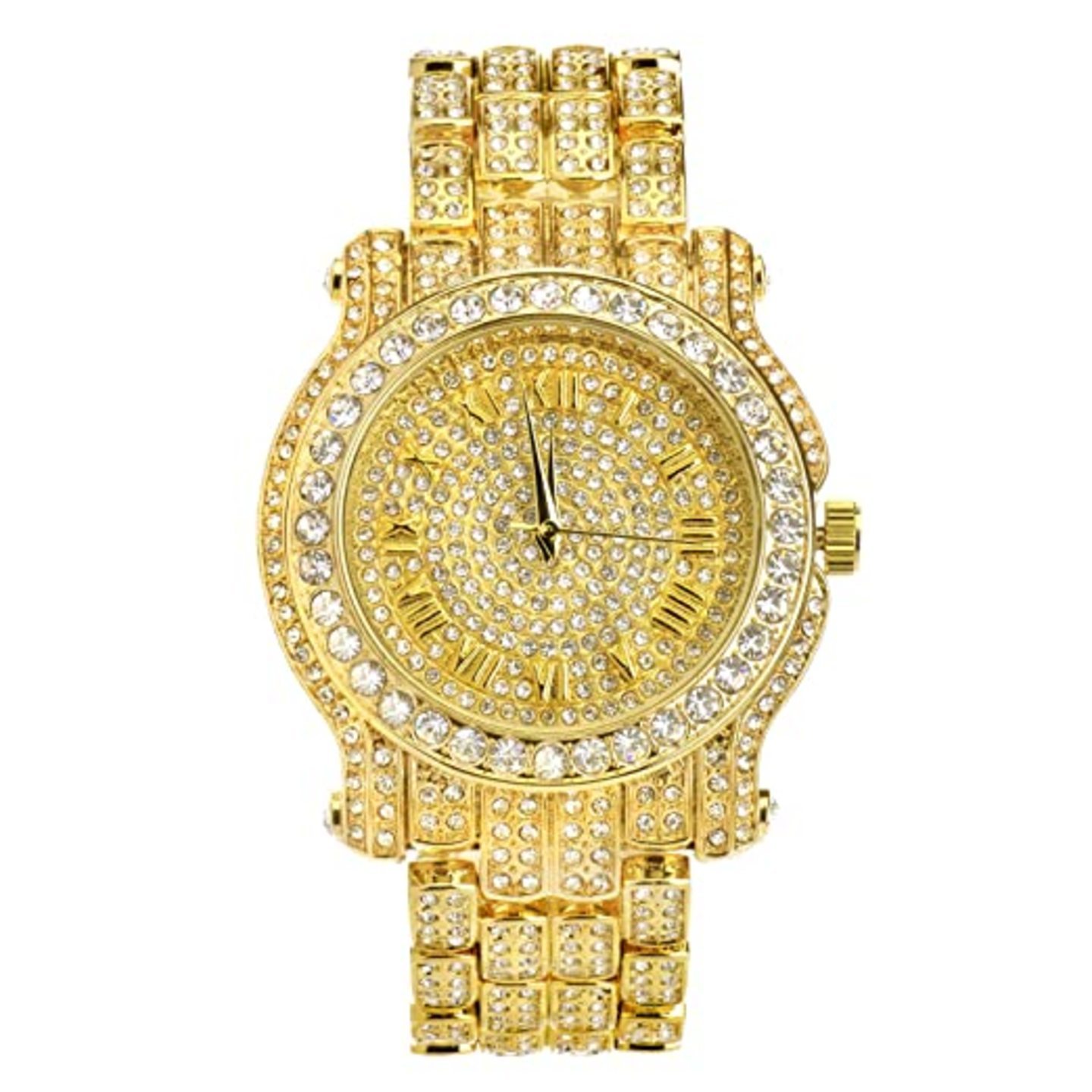 Analogue Mens Watch Gold Dial Gold Colored Strap
