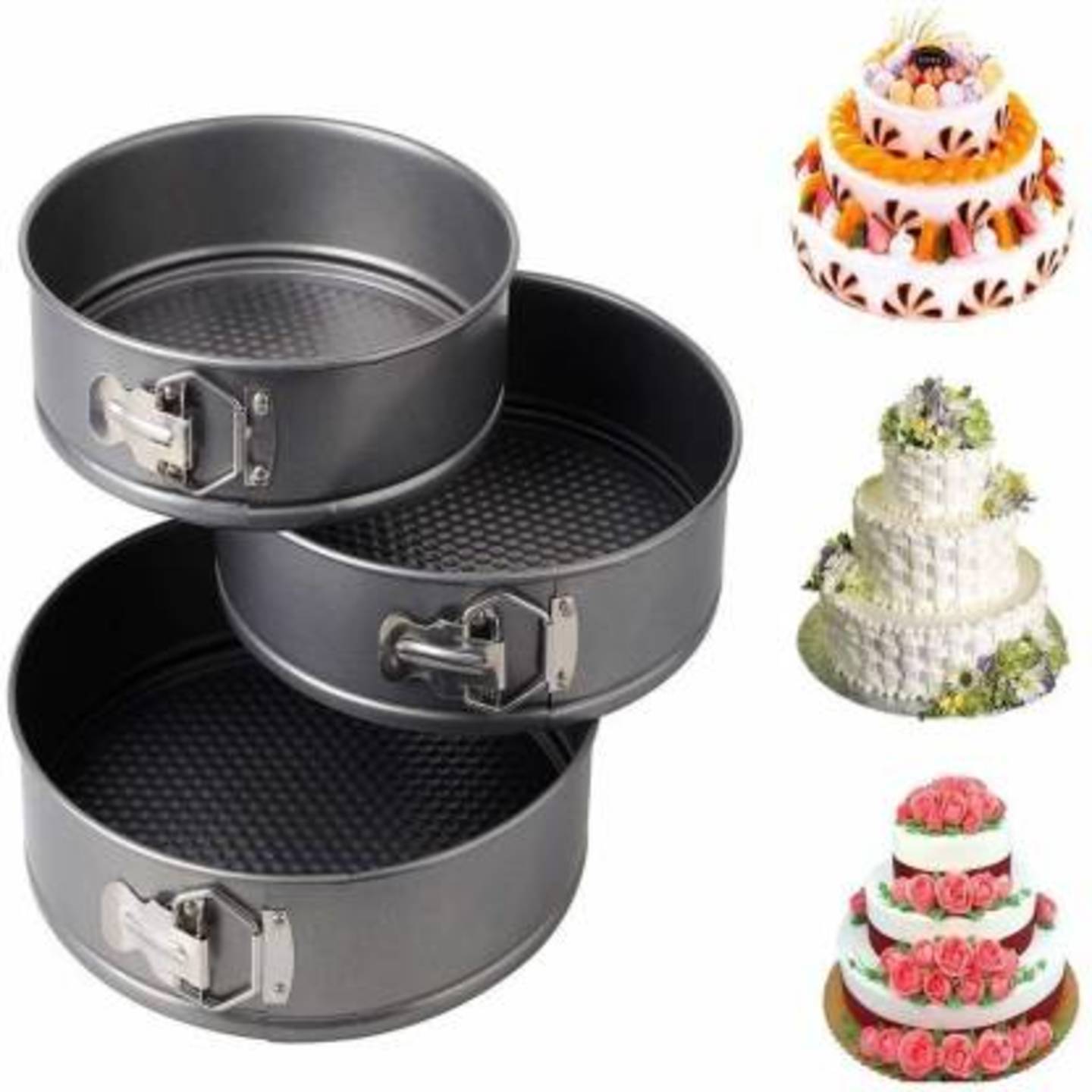 Set of 3 Round Cake Mould for Baking Non Stick Cake TinsPanTray for Microwave Oven, and Cooker Cake Mould  Pack of 3