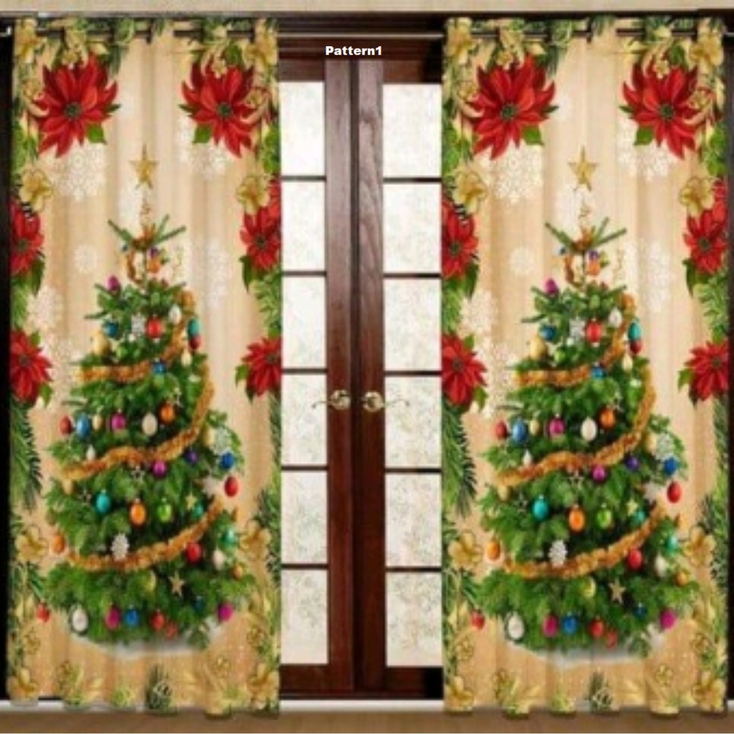 Polyester Christmas Door Curtains 