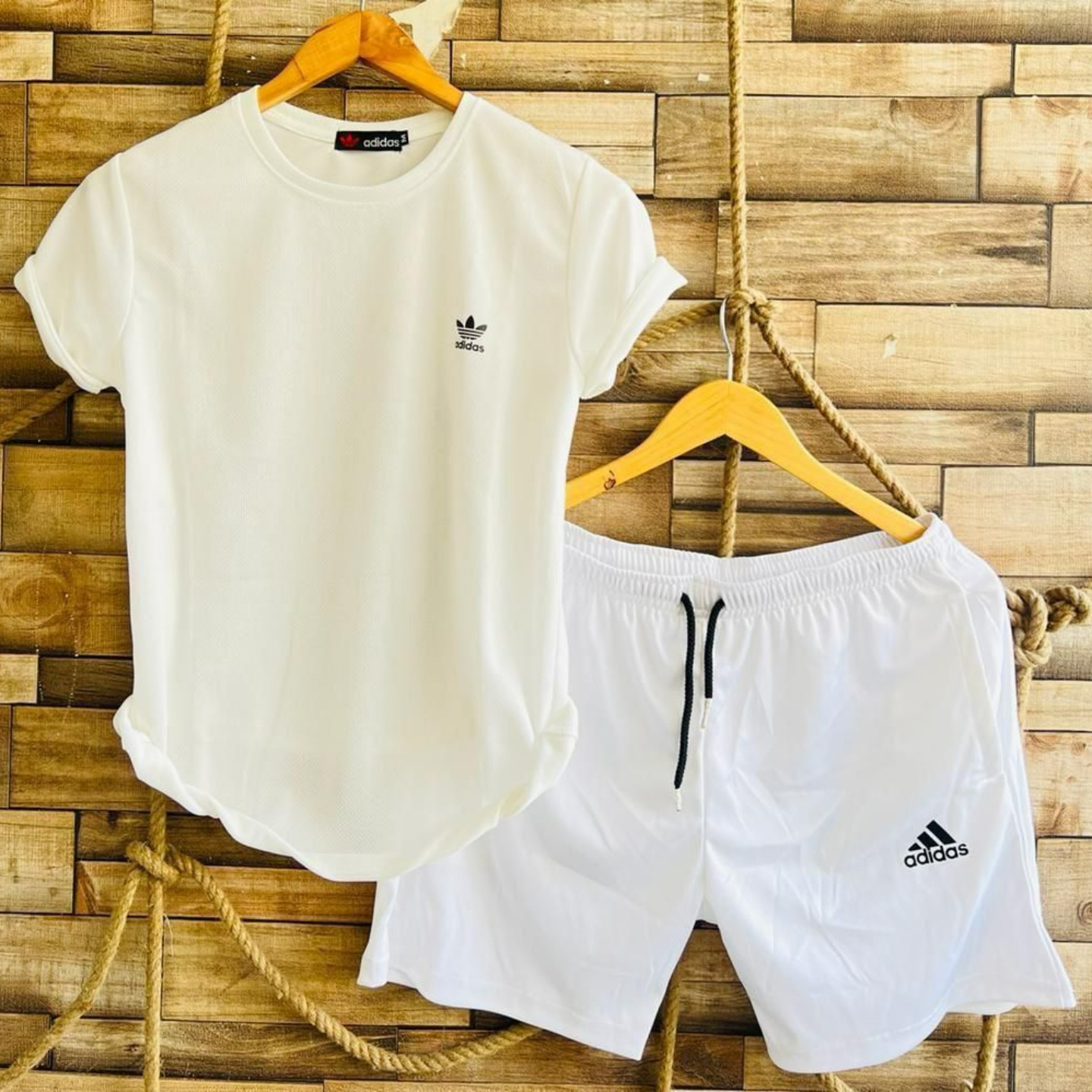Mens Dryfit Lycra Adidas Tees And Shorts Combo
