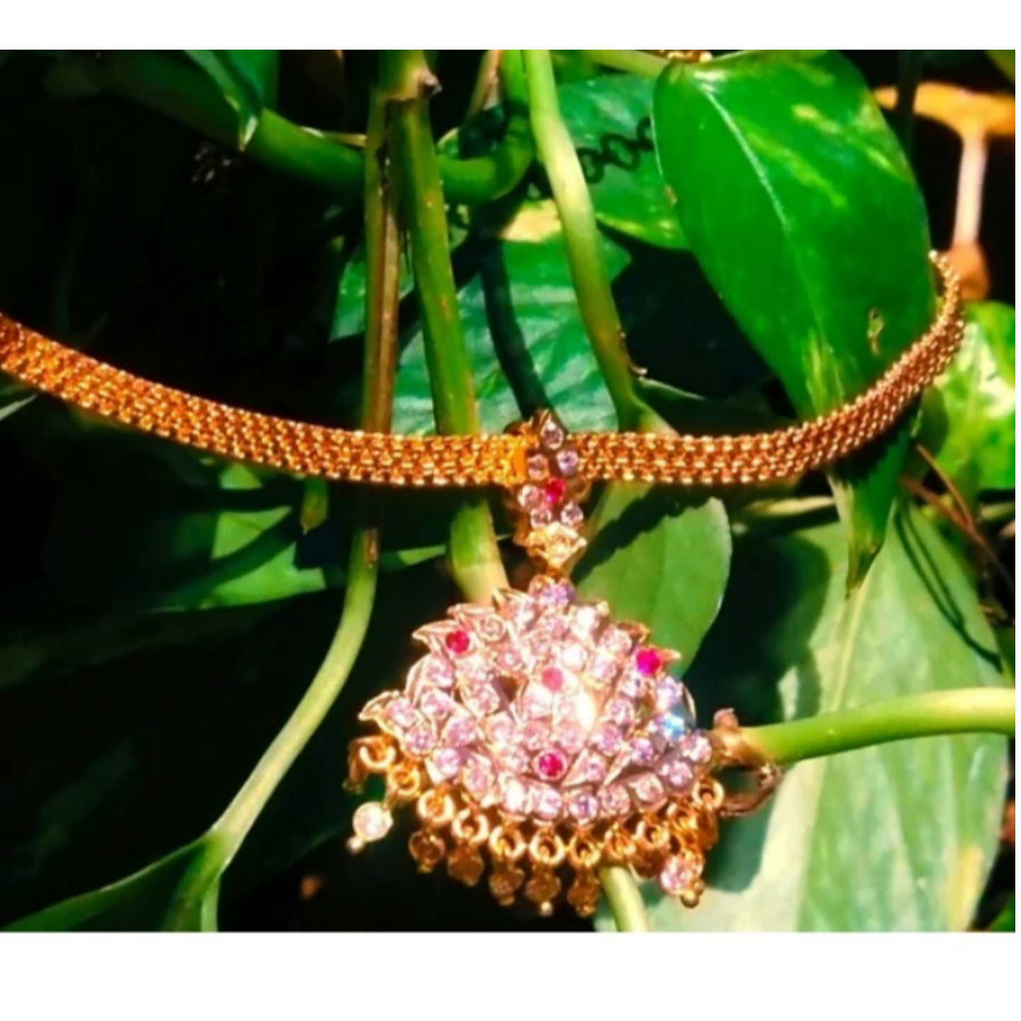 GOLD DESIGN TRADITIONAL IMPON DOLLAR CHAIN AND CHOKER AND EARRING COMBO FOR WOMEN