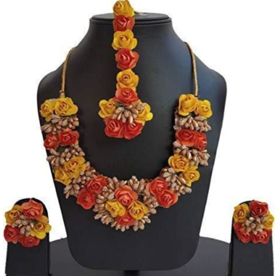 Bridal Haldi Function Floral Jewellery Set
