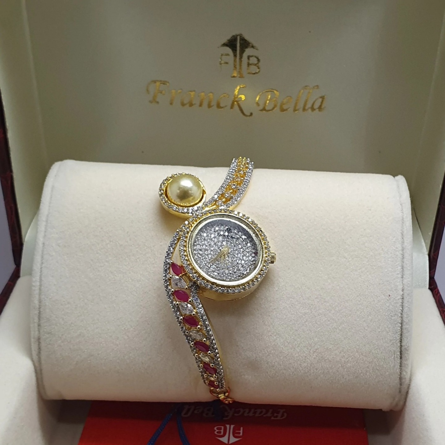 Ruby Red Diamond Frank Bella Wrist Watch - with 1 year warranty