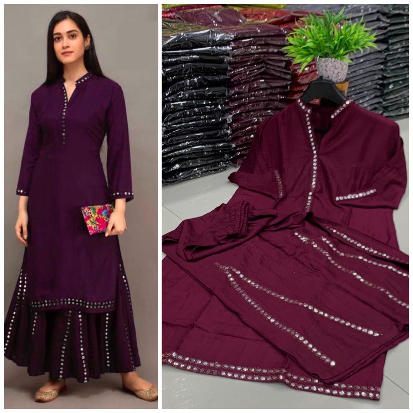 RAYON KURTA PLAZZO WITH COD