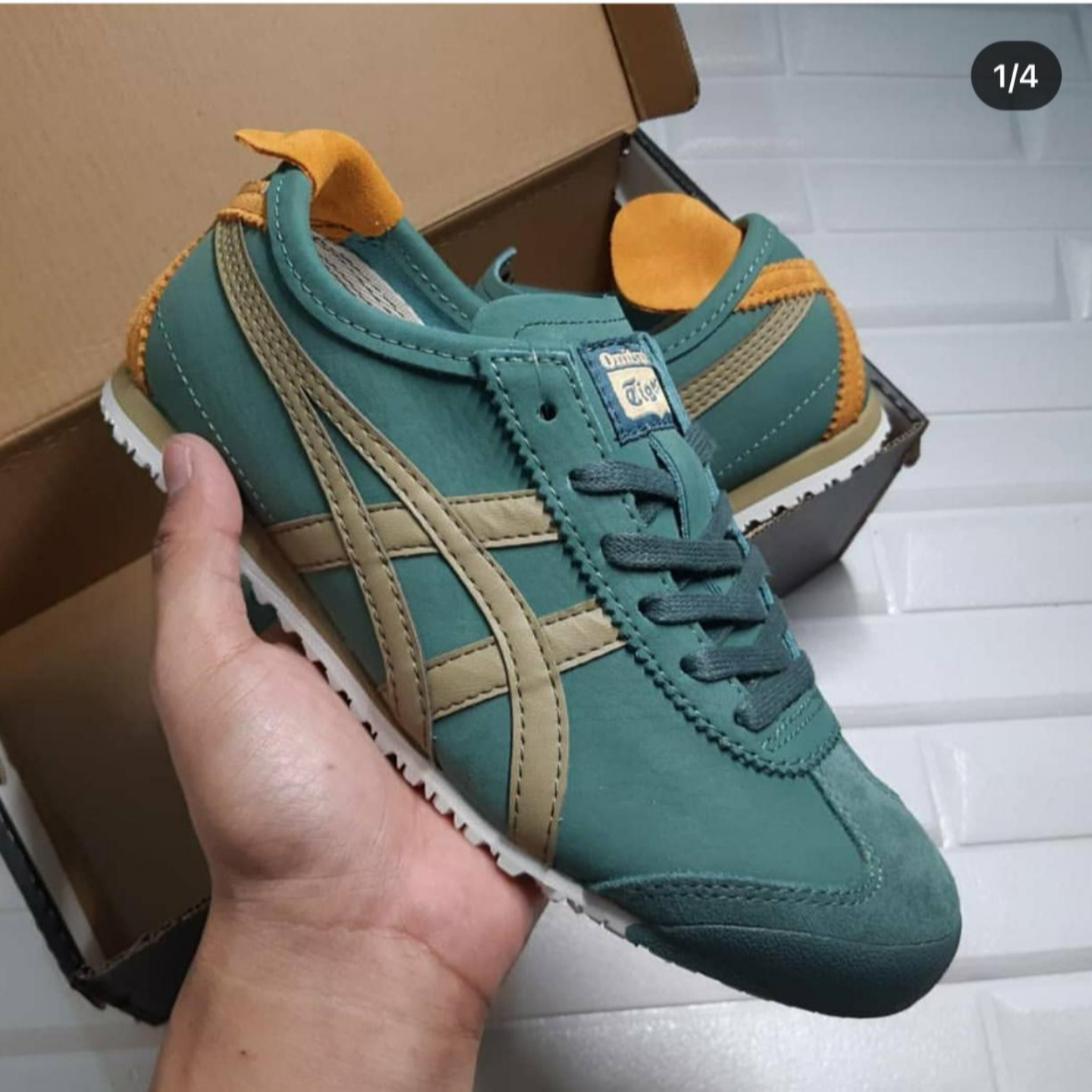 Green Onitsuka Unisex Mexico 66 Tiger Shoes