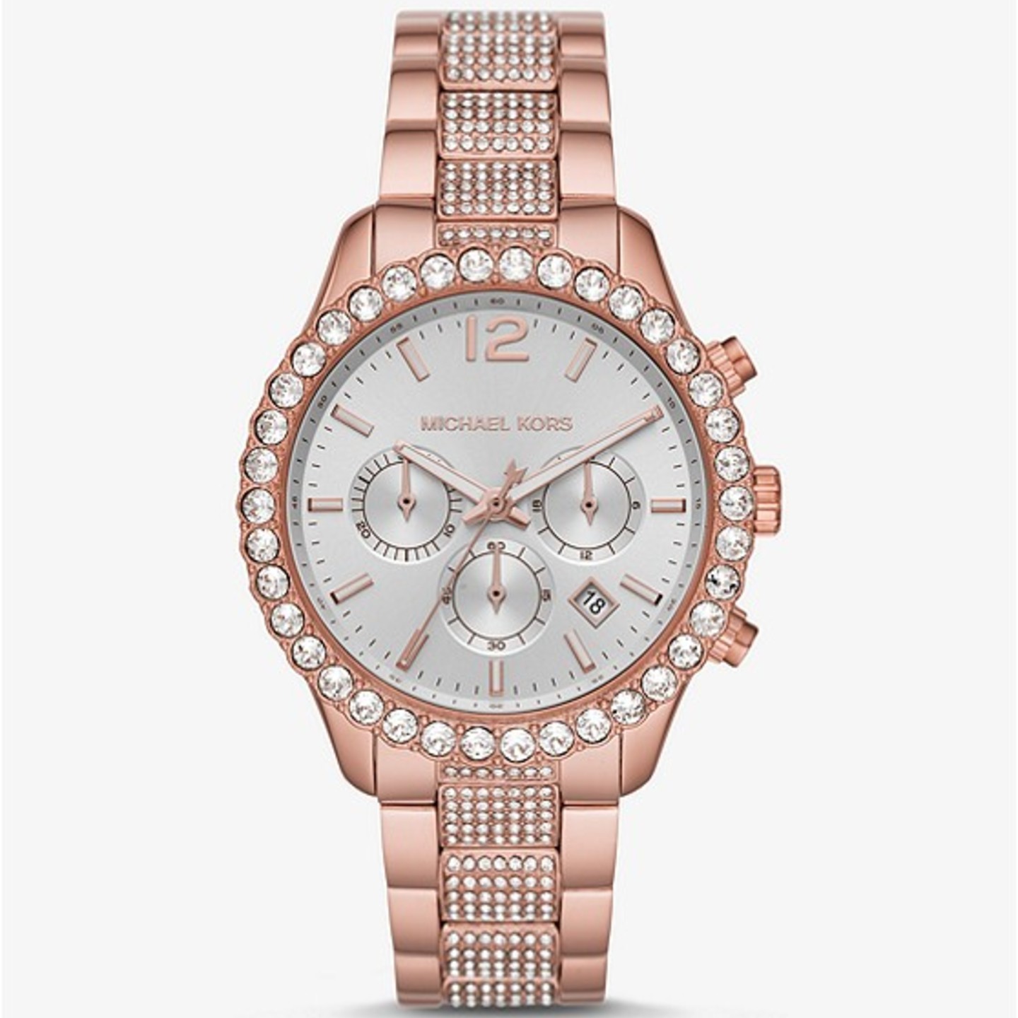 MICHAEL KORS Oversized Layton Pavé Rose Gold-Tone Watch