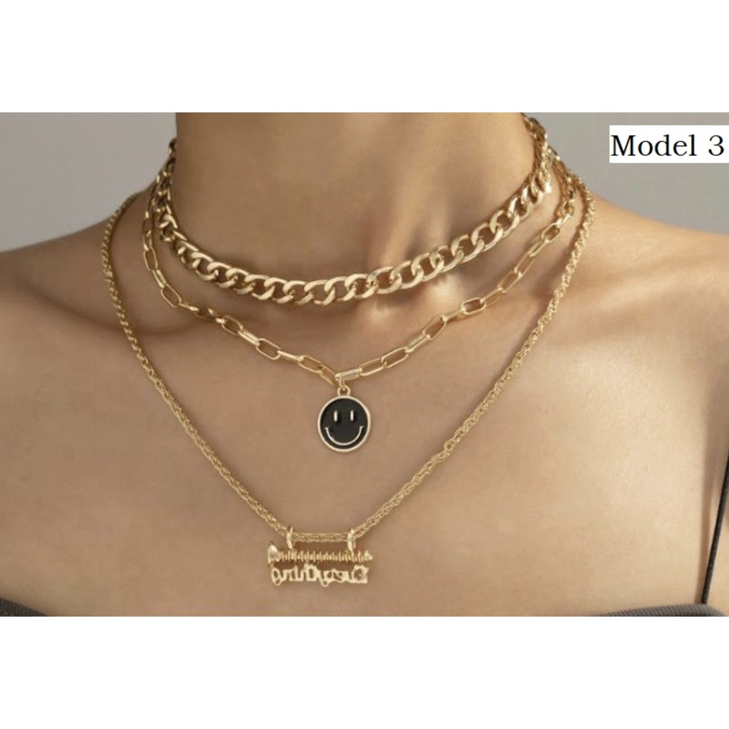 Yahweh Nissi Best Buy - YNBB MultiLayered Rose Gold Chain with Smiley Pendant- Free Ship