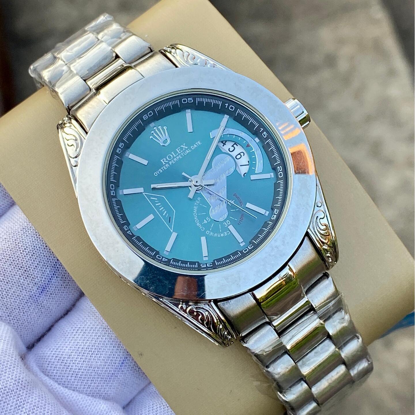 Mens Rolex Oyster Perpetual Date Deep Sea Color Dial