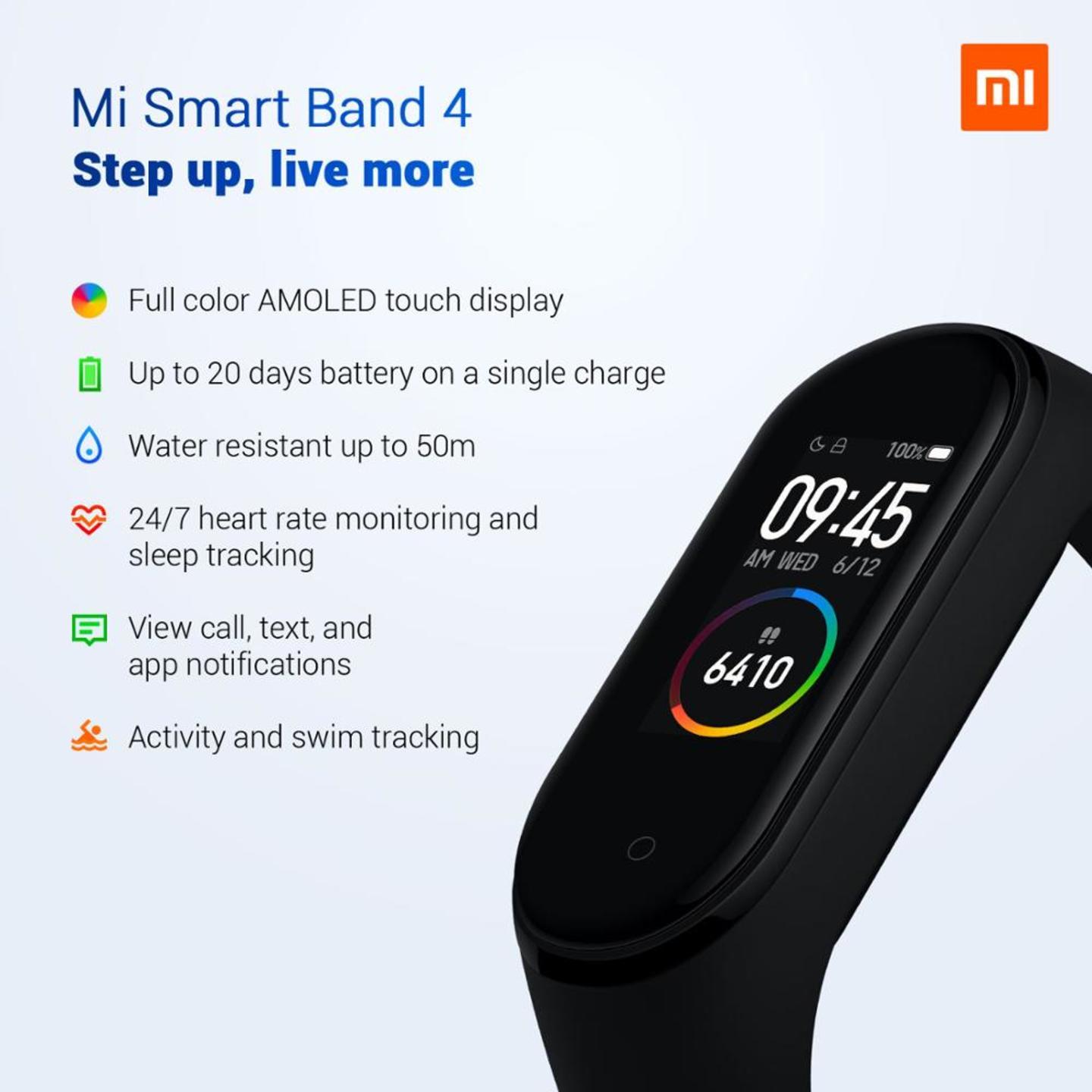 Xiaomi Mi Band 4 Smart Watch Heart Rate Fitness Activity Tracker Bracelet Colorful Display Smart Band 135 mAh