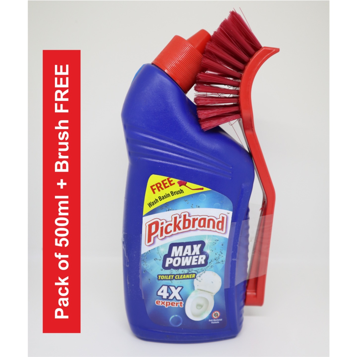 Pickbrand Max Power Germ & Anti Bacterial Disinfectant Toilet Cleaner- 500ml + Wash Basin Brush FREE