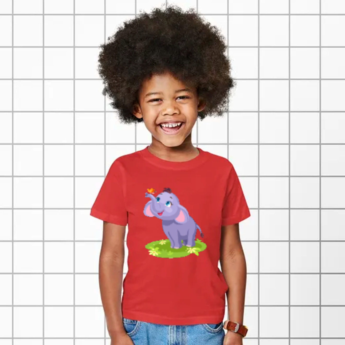 Cute Elephant Printed T-Shirts For Girls