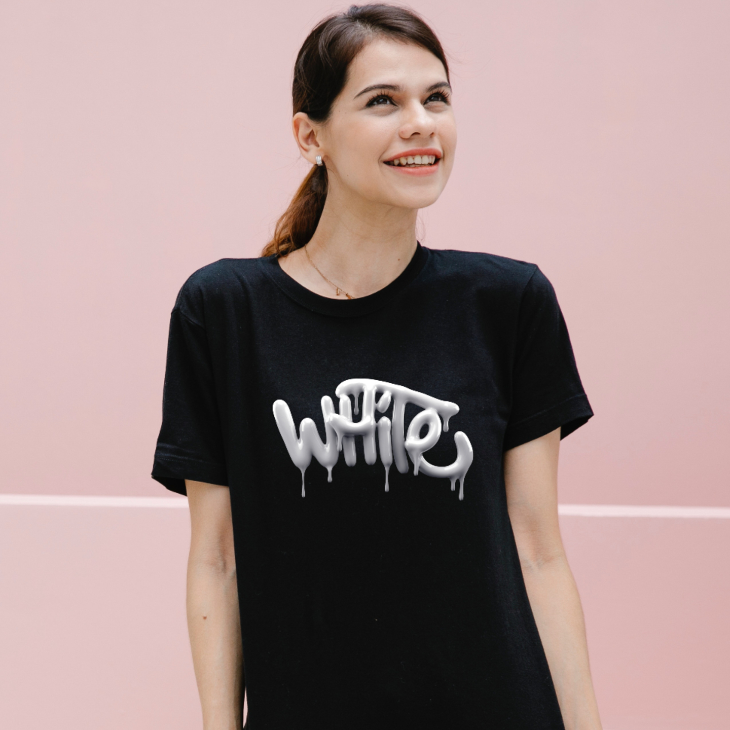 White Word Printed T-Shirt