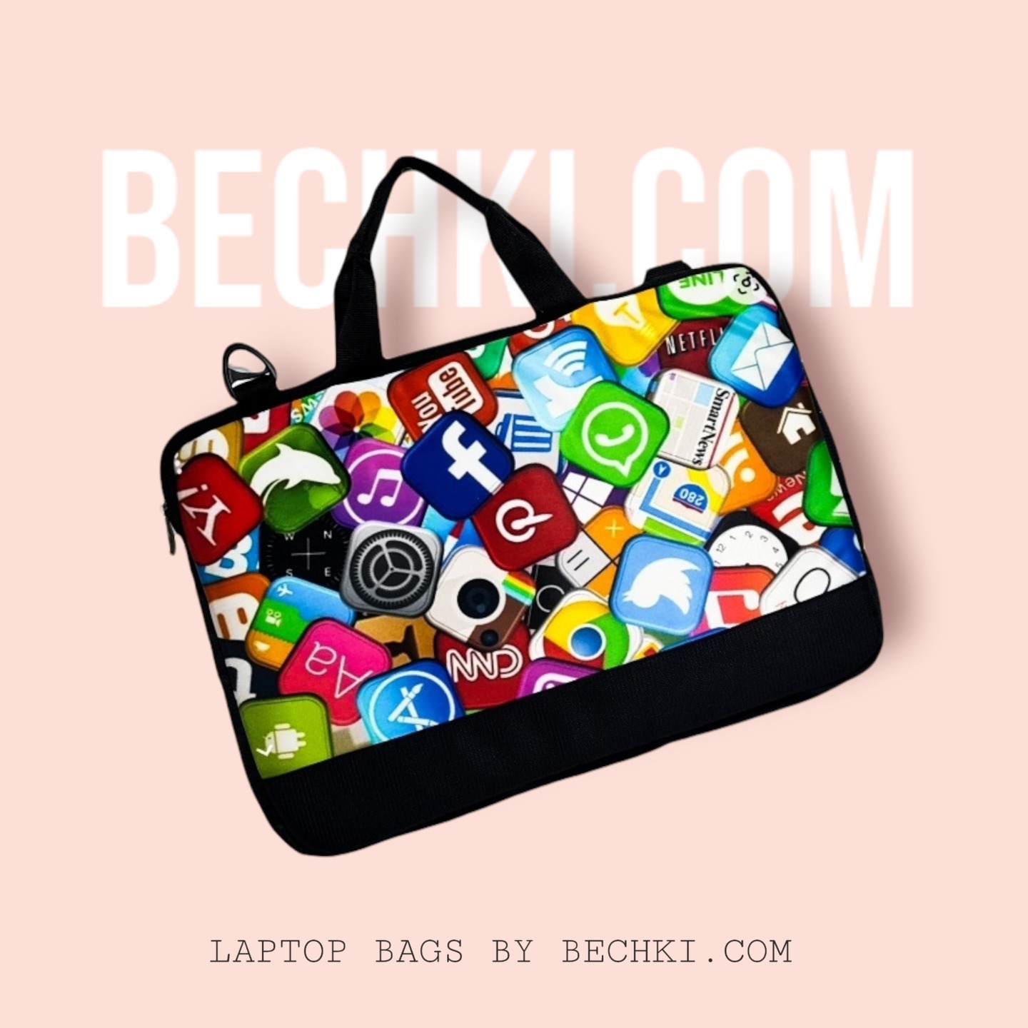 Social Media Printed Laptop Sleeve Bag 