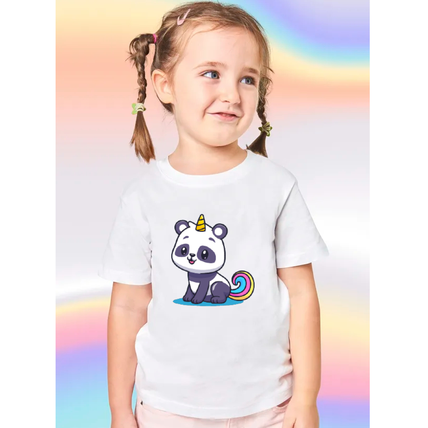 Unicorn Panda Printed T-Shirt For Girls
