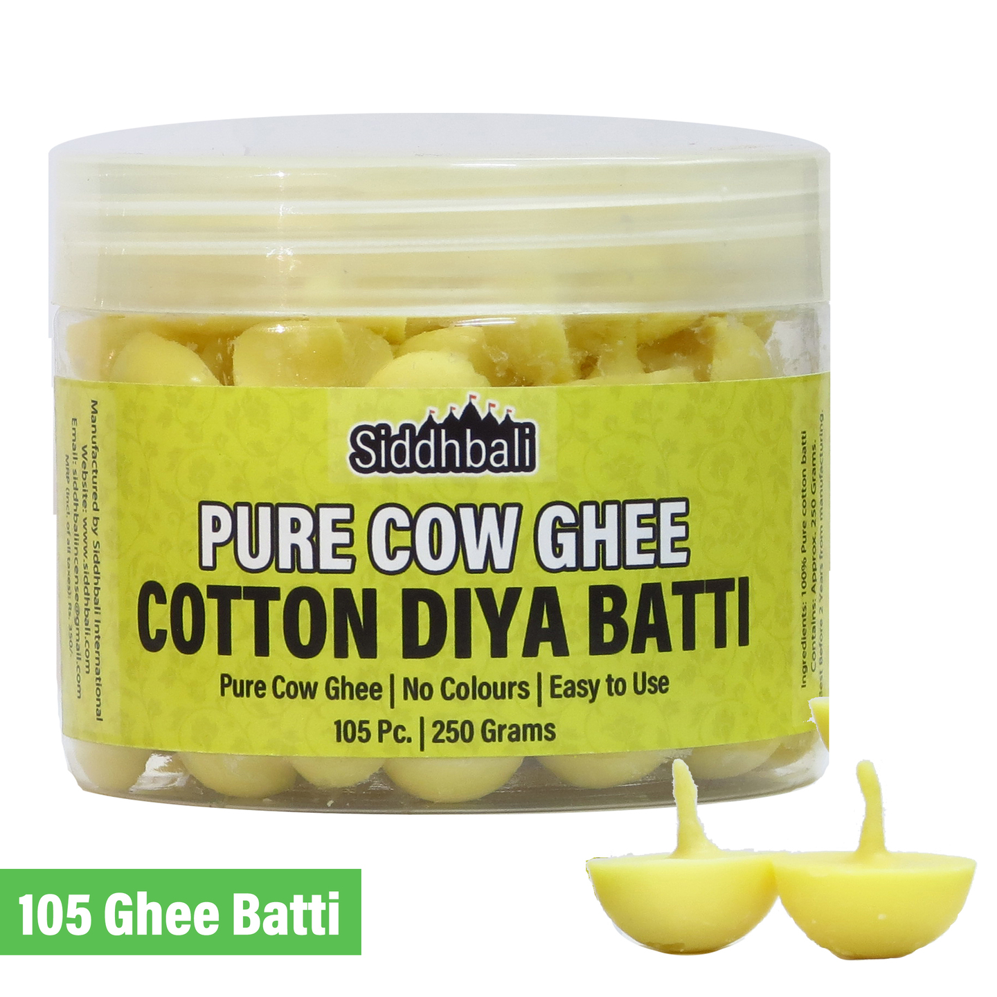Cow Ghee Cotton Diya Batti - Pure & Natural for Diya - 105 Pc
