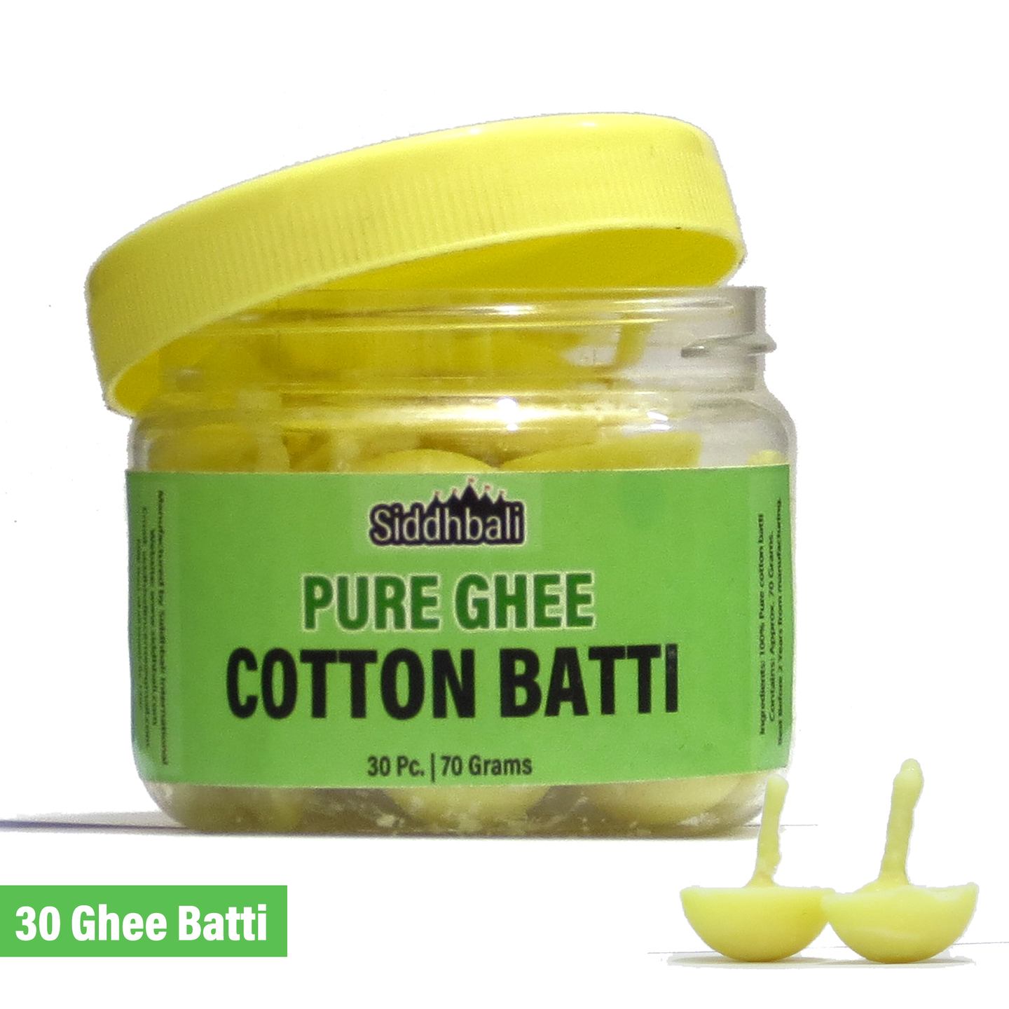 Cow Ghee Cotton Diya Batti - Pure & Natural for Diya - 30 Pc