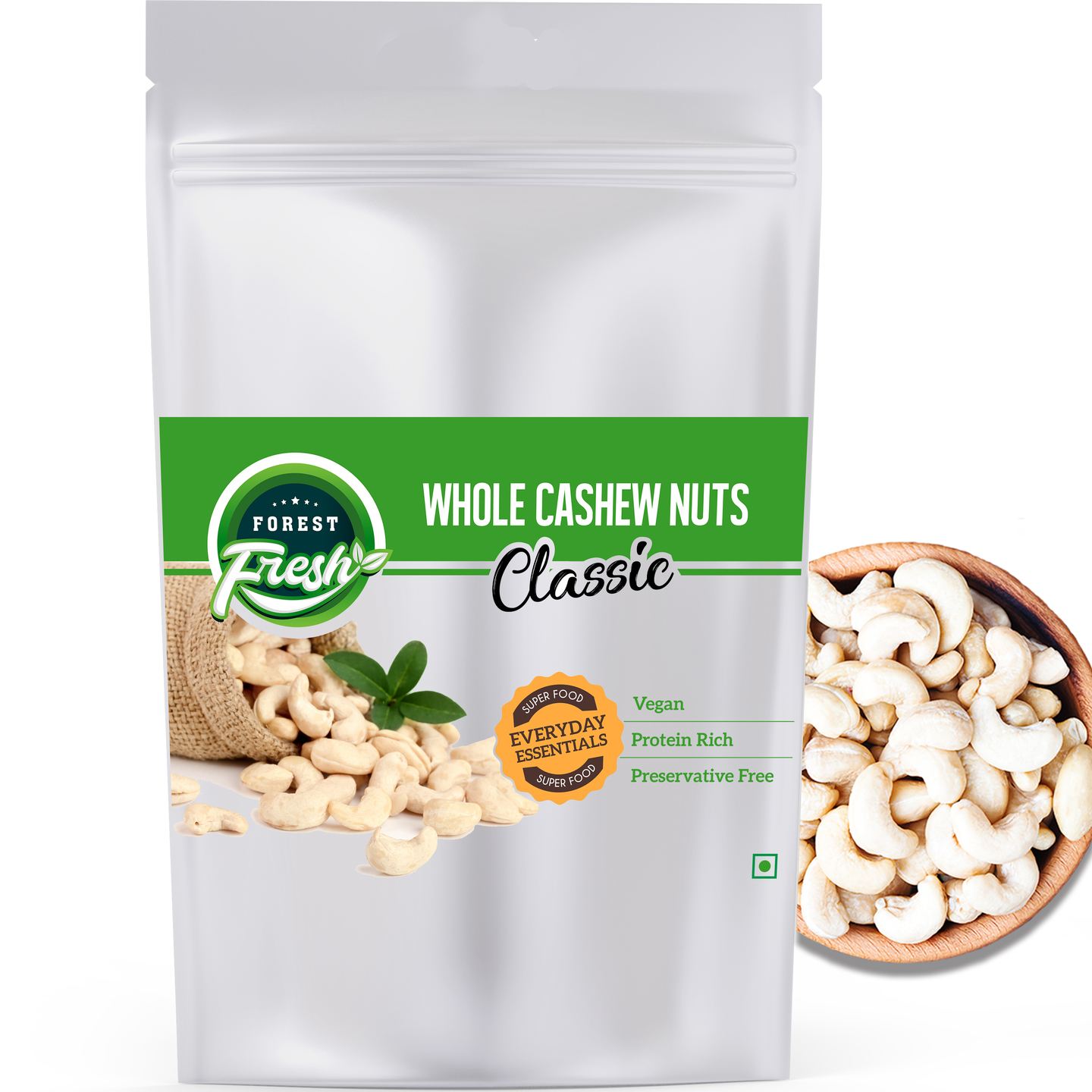 Forest Fresh 100 Natural - Premium Indian Whole Cashews 900g - Everyday Essential Superfood