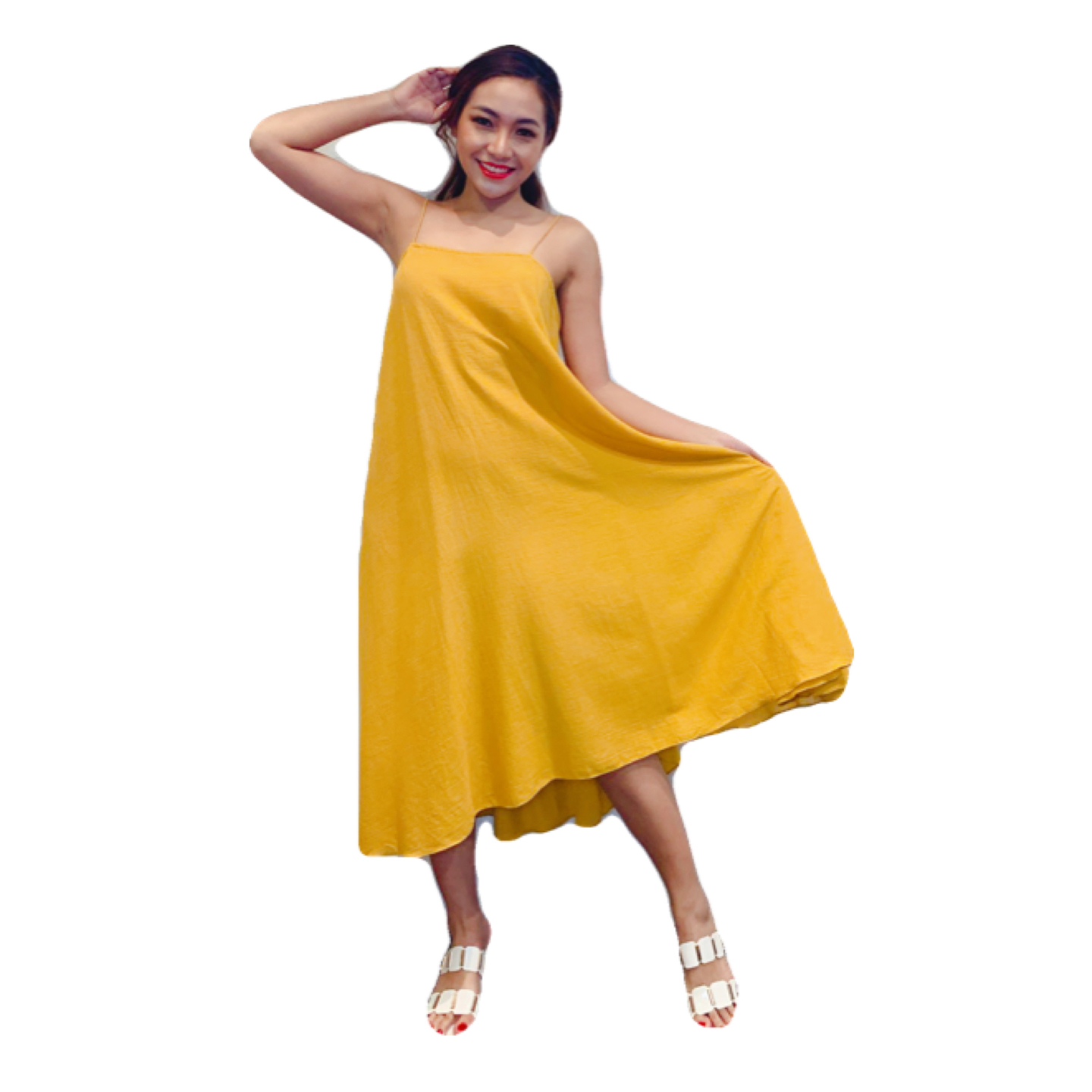 Custard Linen Short Dress