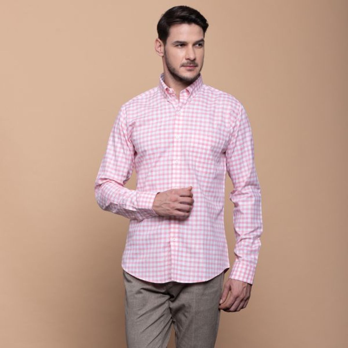 Aakaara pink check shirt in Cotton