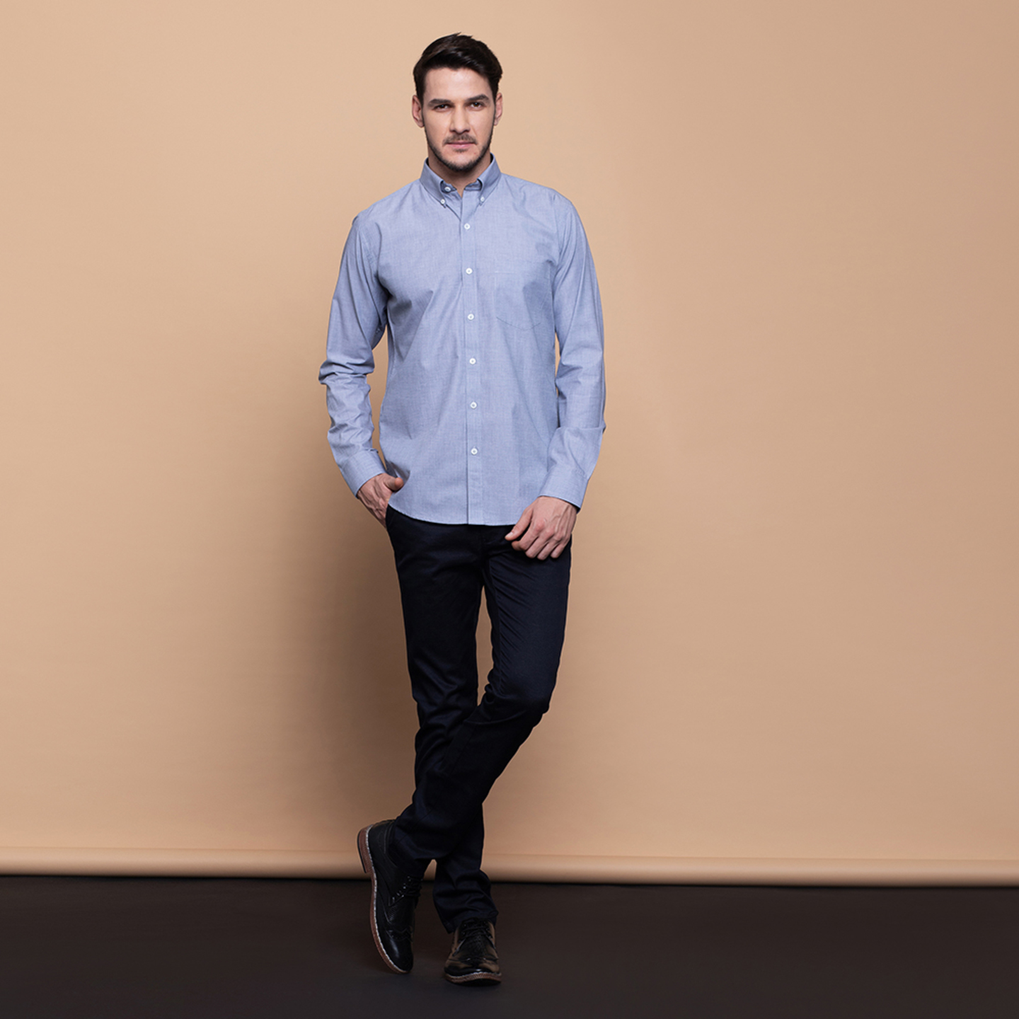 Aakaara button-down grey textured shirt
