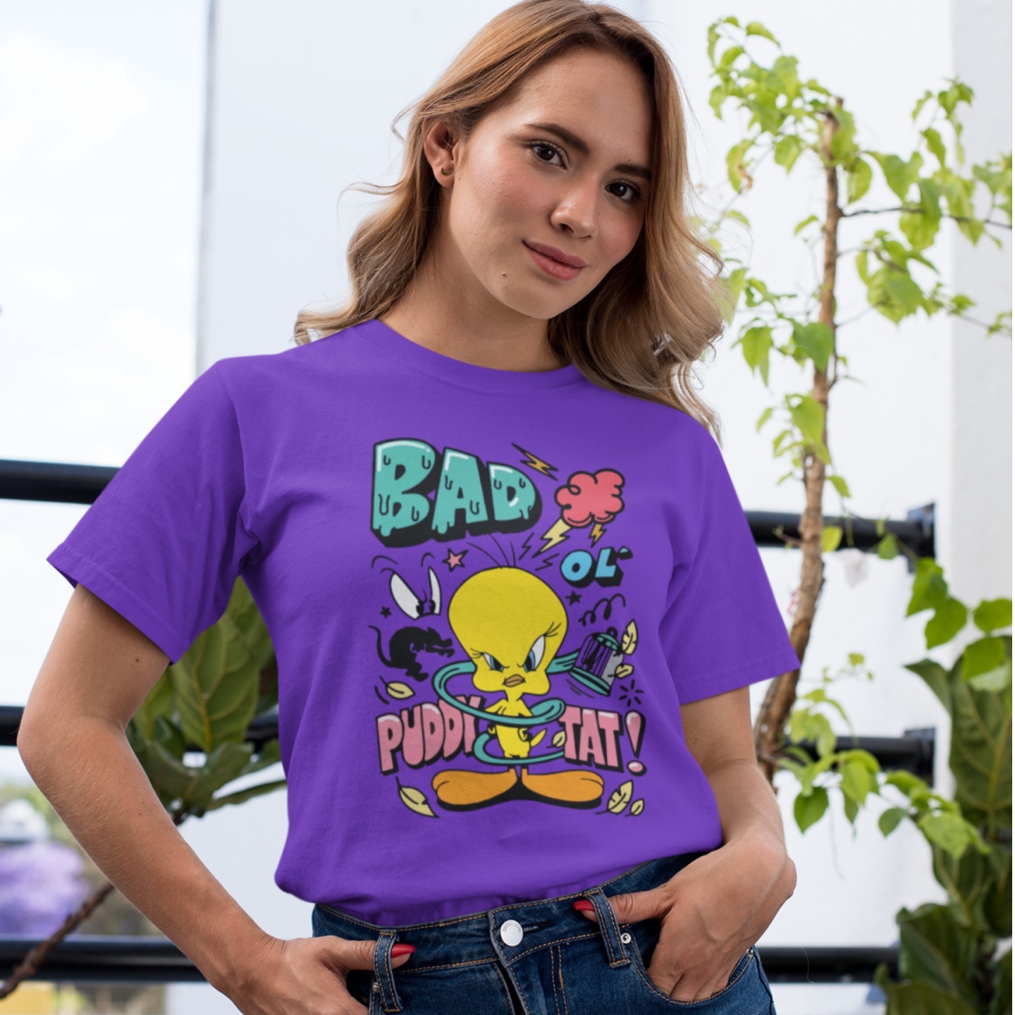 Bad Puddy Cat Tshirt for Girls