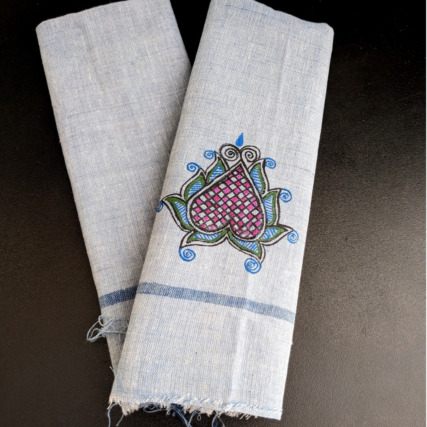 Aripan - Madhubani Hand painted Handkerchief