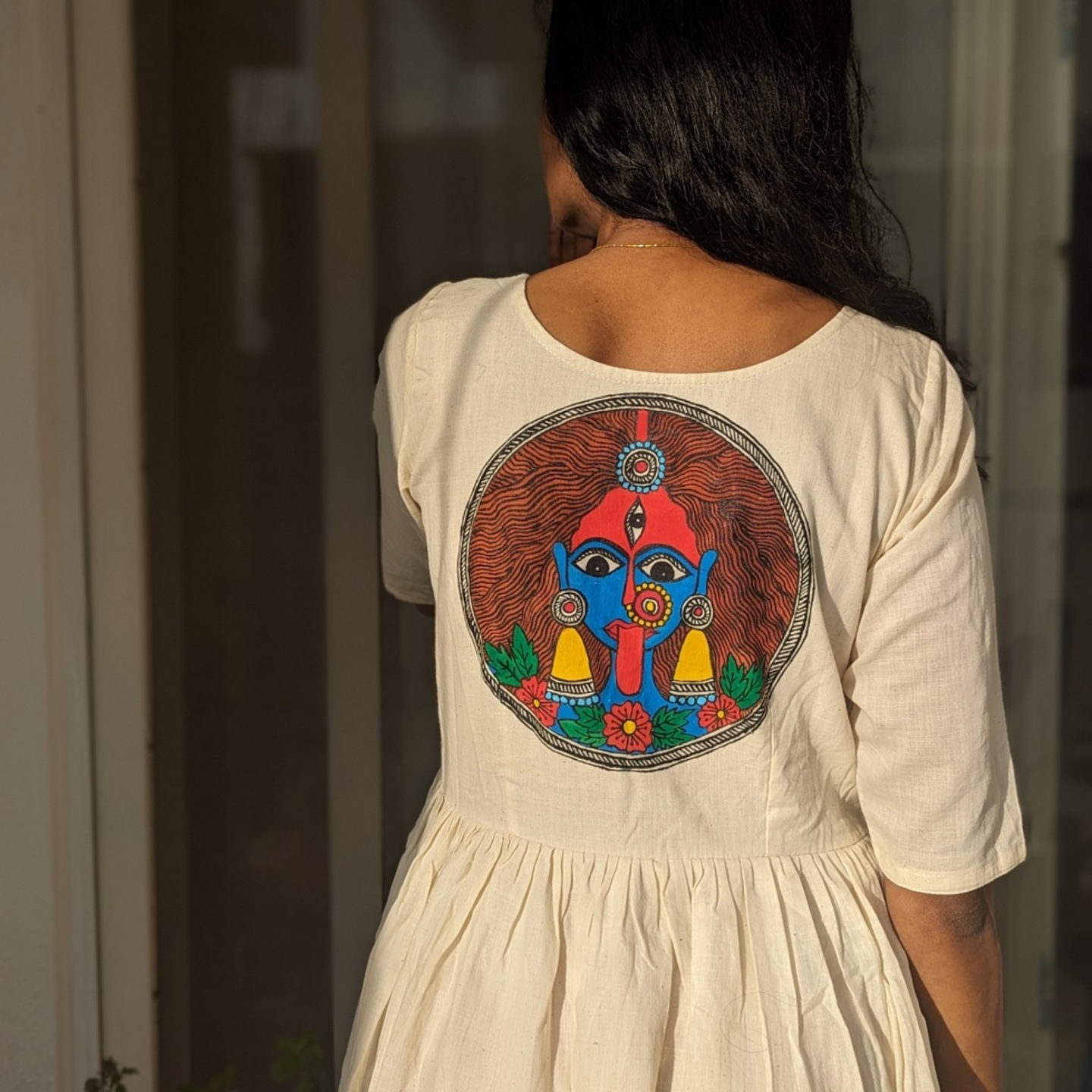 Kali - Madhubani Hand Painted Midi Dress