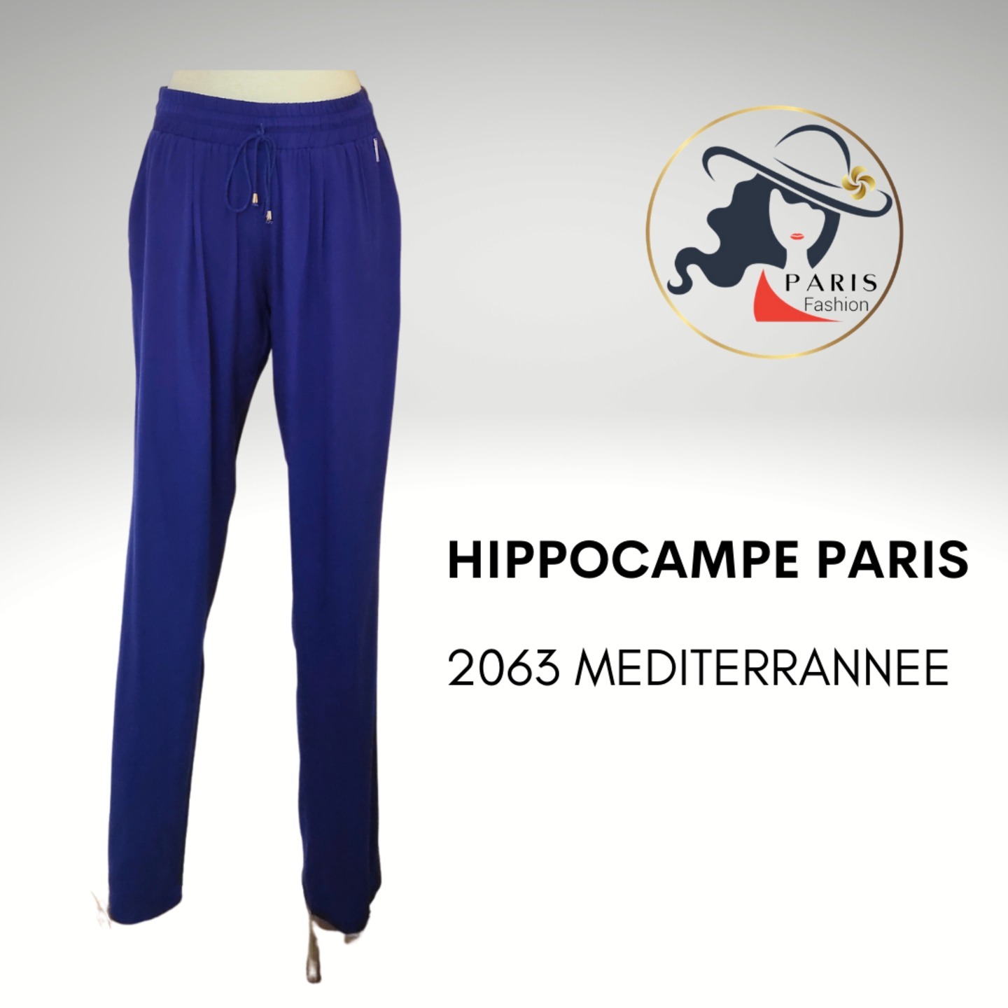 HIPPOCAMPE PARIS 2063 MEDITERRANNEE DRAWSTRING PANTS WITH POCKETS