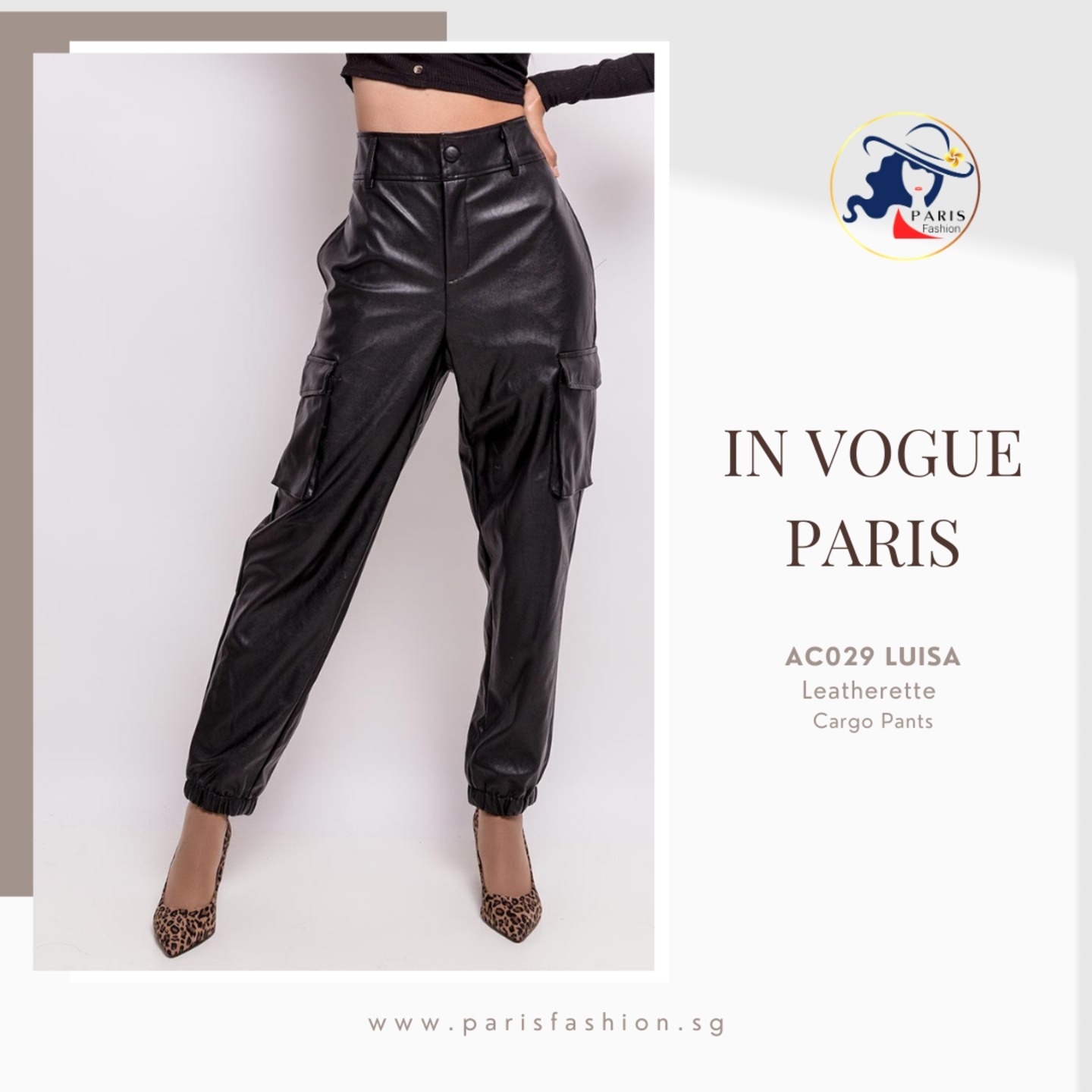 IN VOGUE PARIS AC029 LUISA Leatherette  Cargo Pants