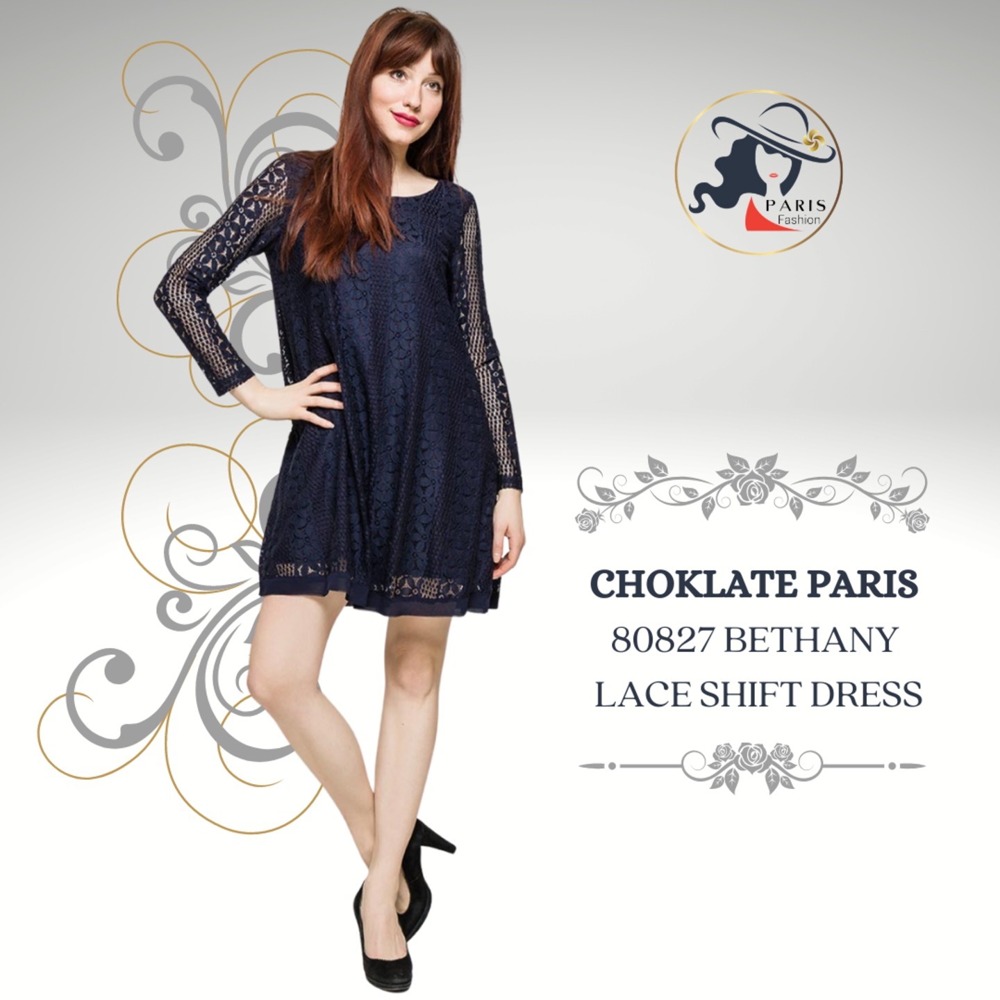 CHOKLATE PARIS 80827 BETHANY LACE SHIFT DRESS