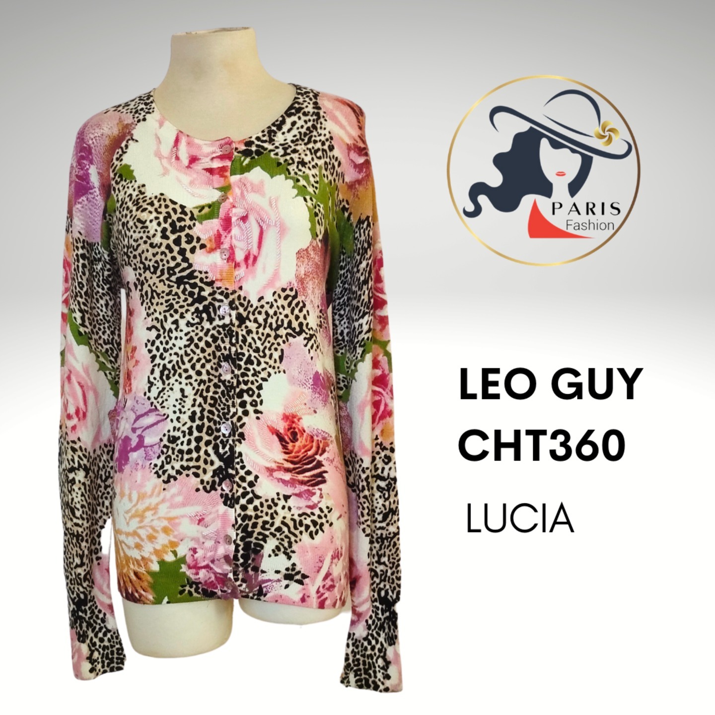 LEO GUY CHT360 FLORAL AND ANIMAL PRINT GILET WITH SEQUINS